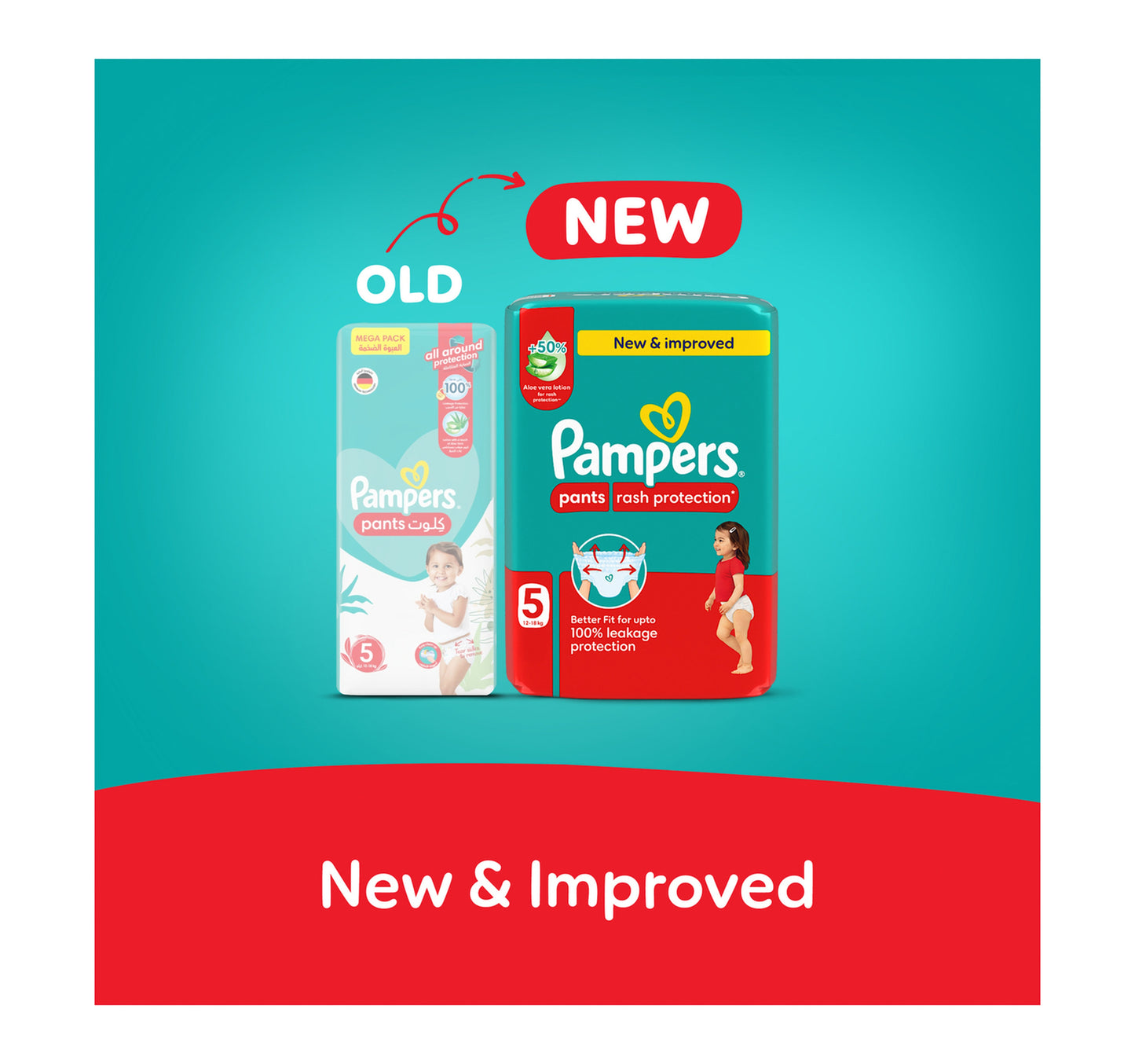 Pampers Rash Protection Pants Diapers, Size 5, 12-18kg, Value Pack, 22 pcs