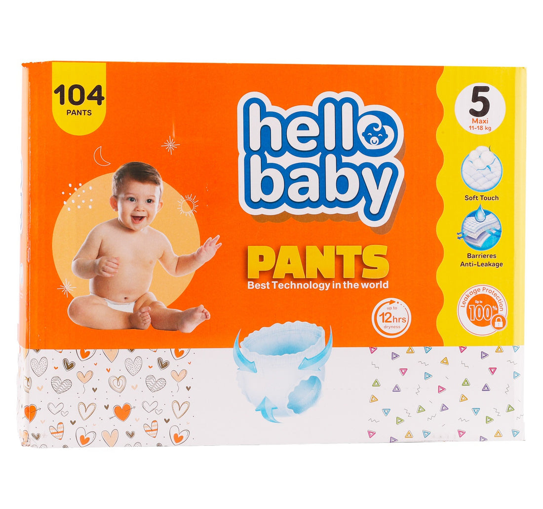 Hello Baby Diaper Pants Size 5 Maxi 11-18 kg Box 104 pcs