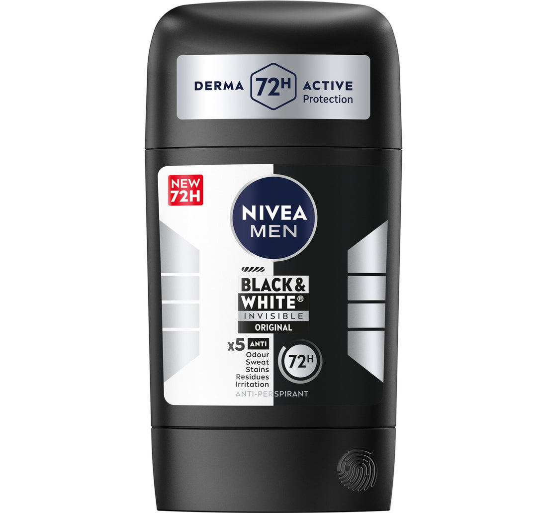 مزيل عرق نيفيا للرجال للأسود والأبيض غير مرئي، حماية فعالة تدوم 72 ساعة، 50 مل