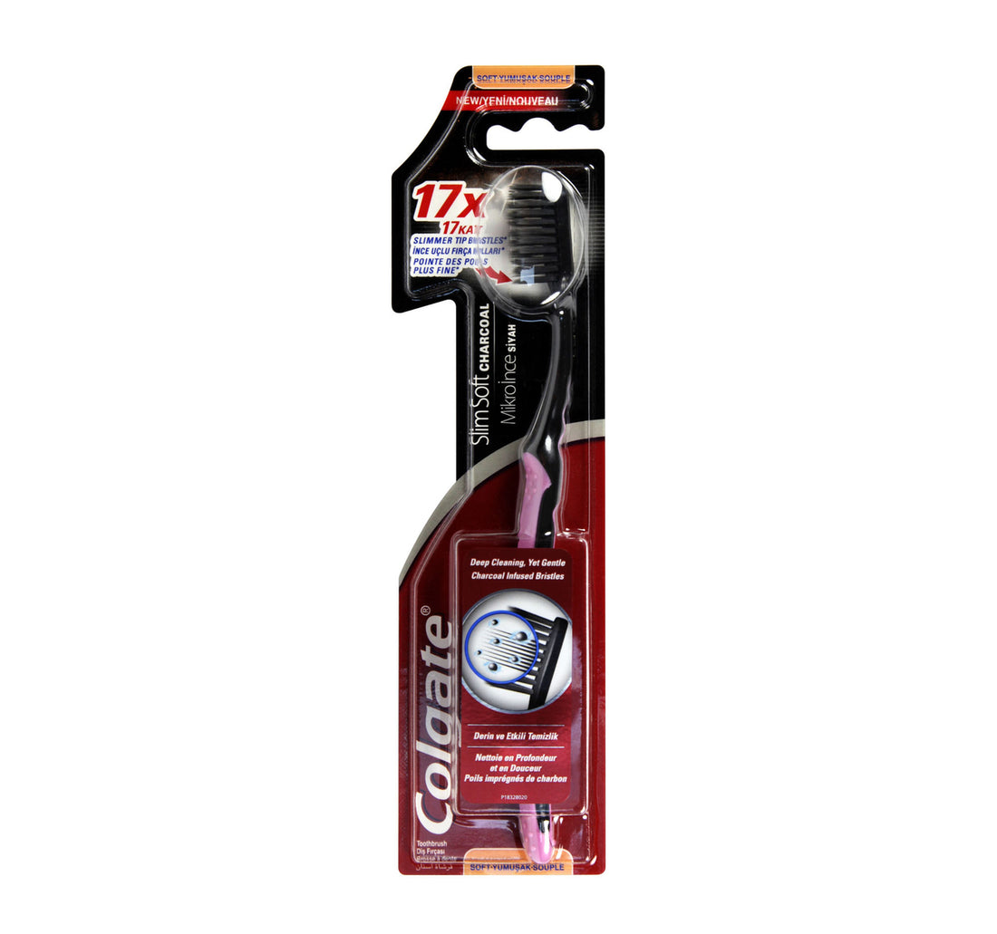 Colgate Black Charcoal Slim Soft Toothbrush Assorted Colour 1 pc