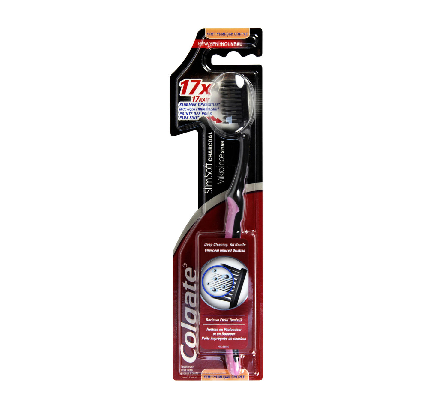 Colgate Black Charcoal Slim Soft Toothbrush Assorted Colour 1 pc