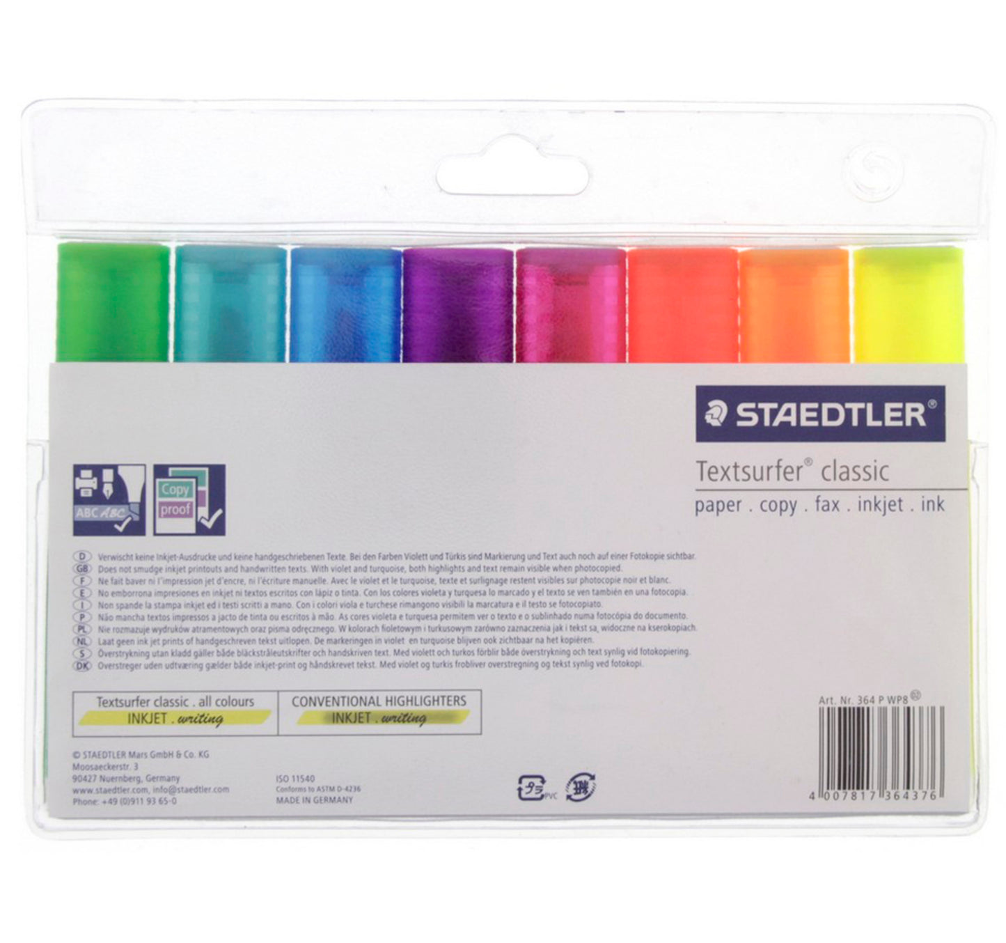 Staedtler Textsurfer Classic Highlighter 364PWP8 8Piece