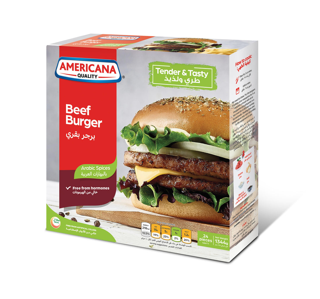 Americana Beef Burger Arabic Spices 24 pcs 1.344 kg