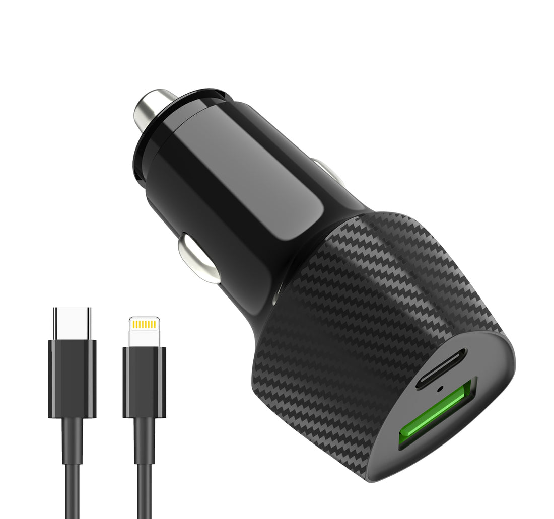Trands 36W Car Charger (Type-C & Lightning Cable)AD663, Black