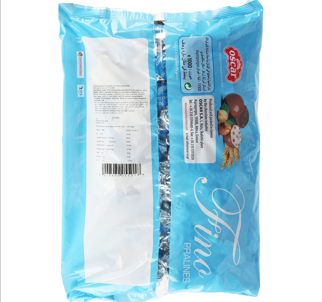 Oscar Chocolate Fino Praline Milk Cream 1 kg