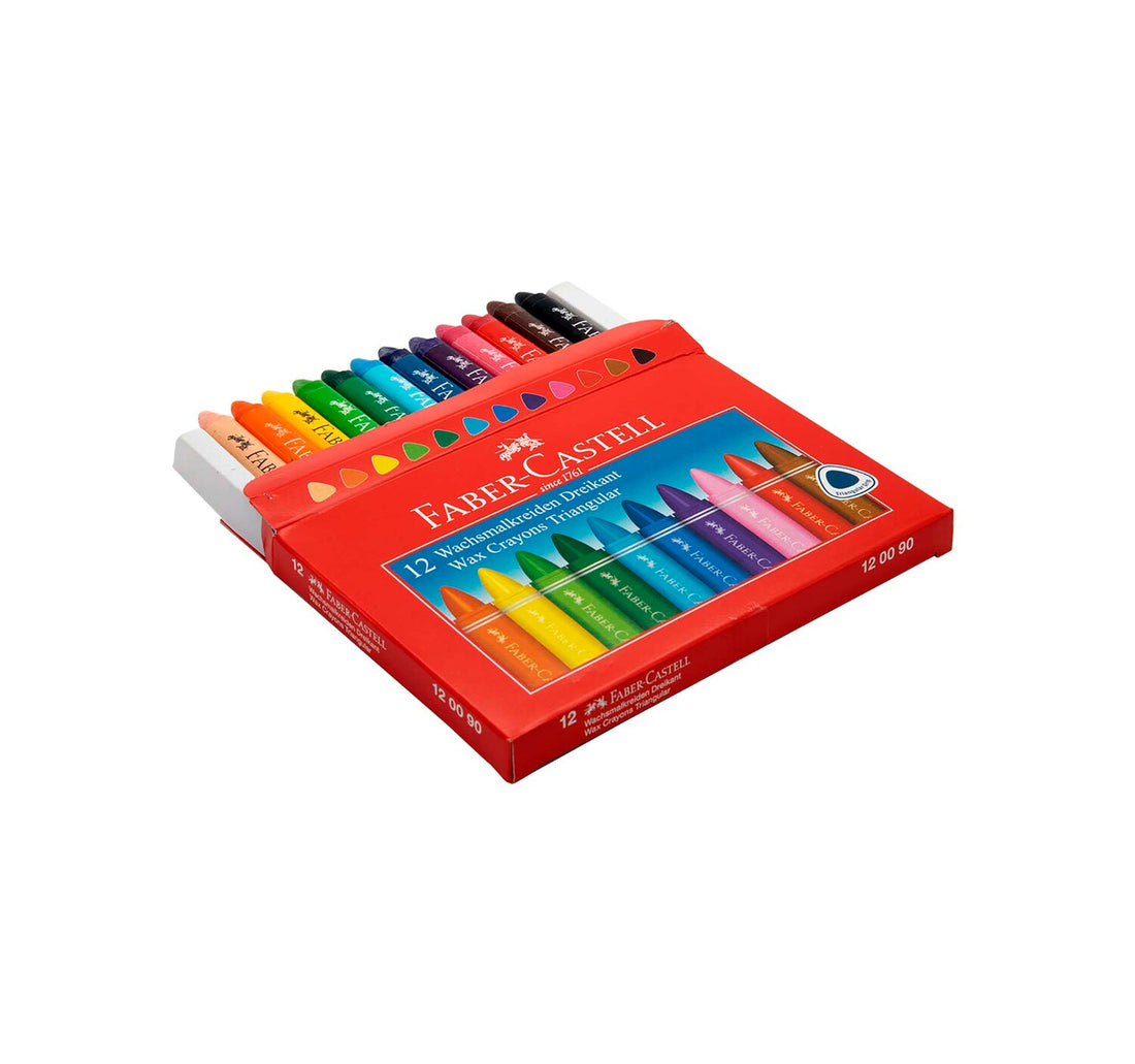 Faber-Castell Triangular Wax Crayons 12 Pieces