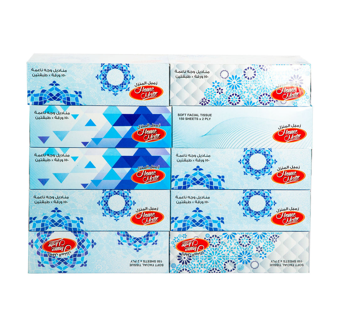 Home Mate Soft Facial Tissue 2ply 150 Sheets 8+2