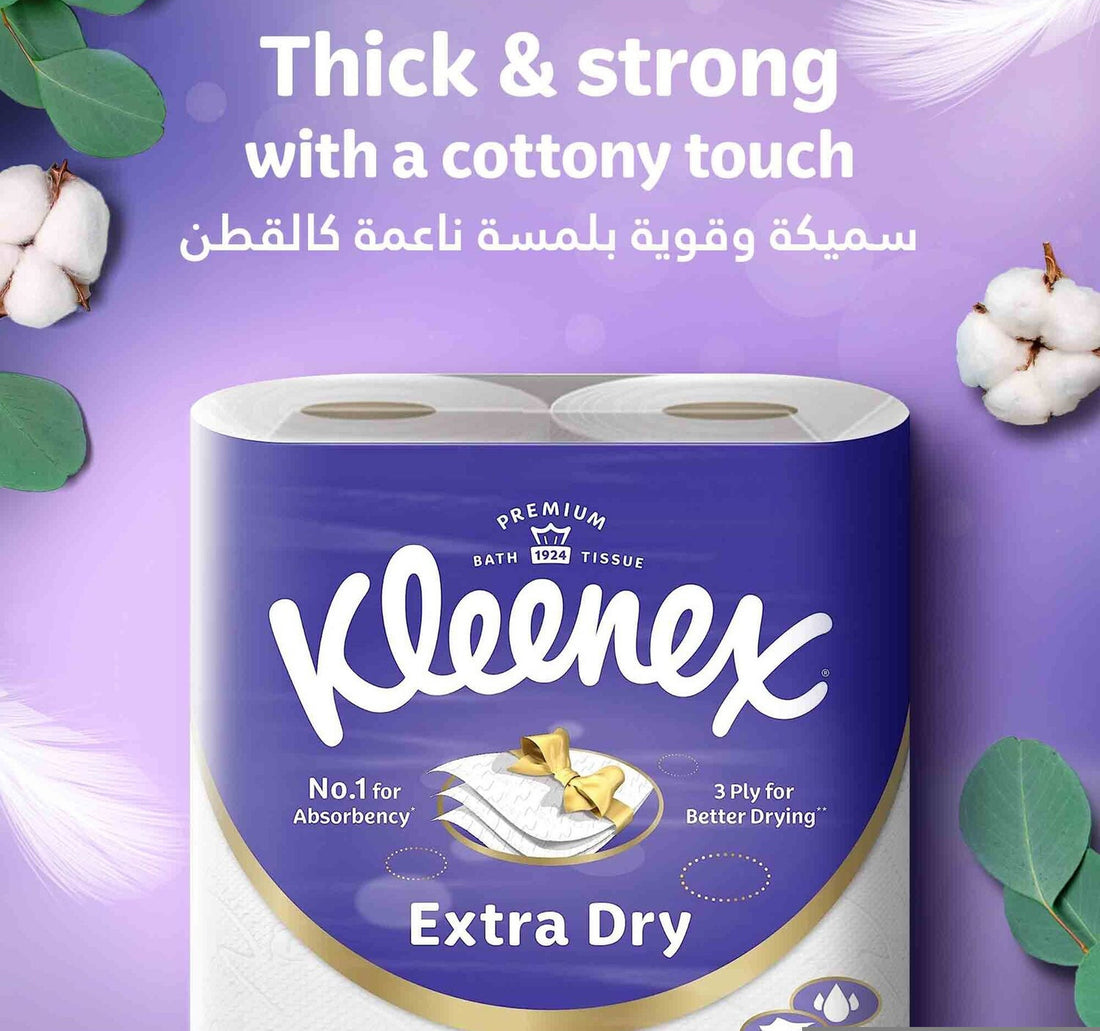Kleenex Extra Dry Toilet Tissue Paper Embossed 3ply 140 Sheets 9+3 Rolls