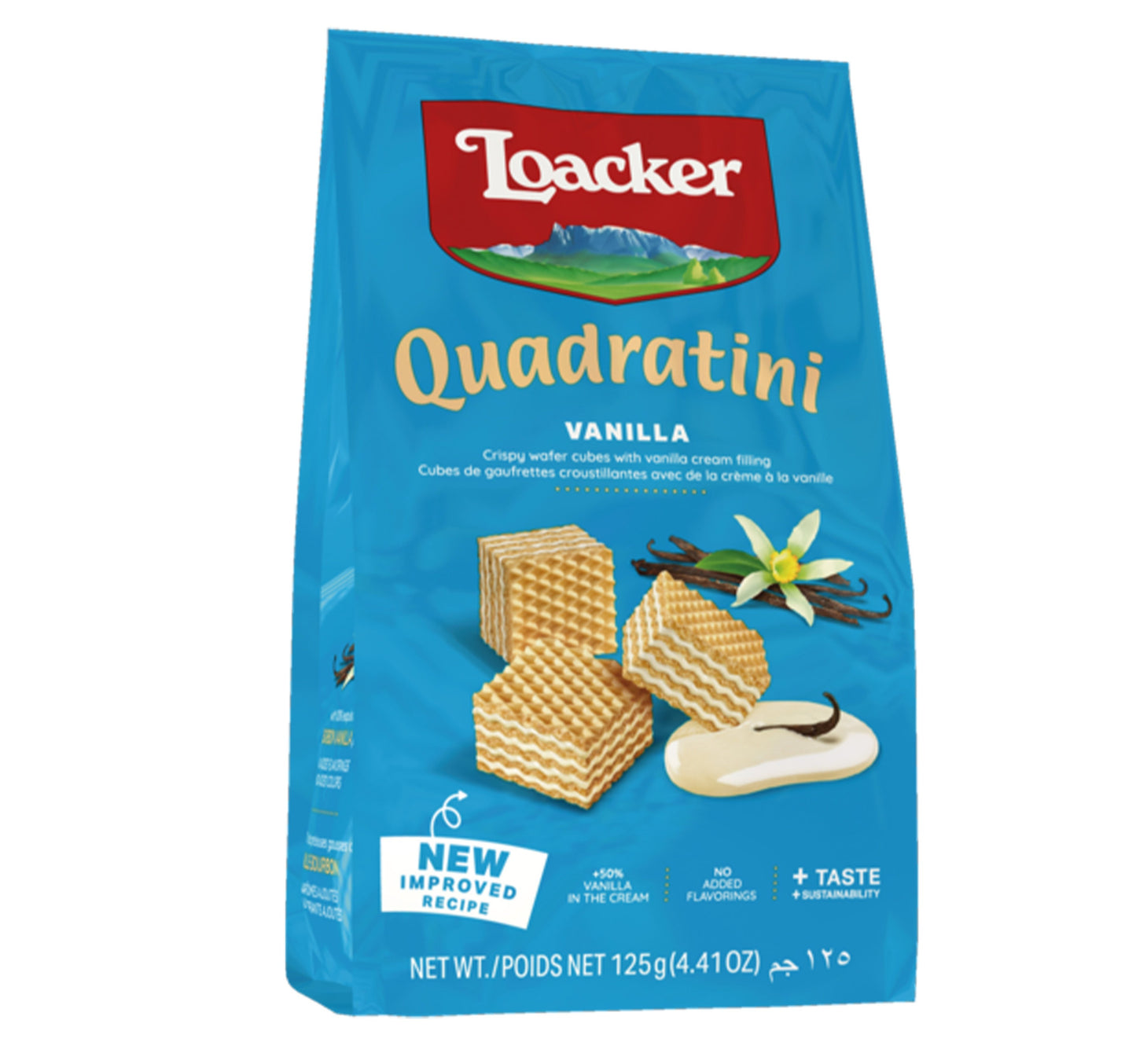 Loacker Quadratini Vanilla Cream Filled Wafer Cubes 125 g