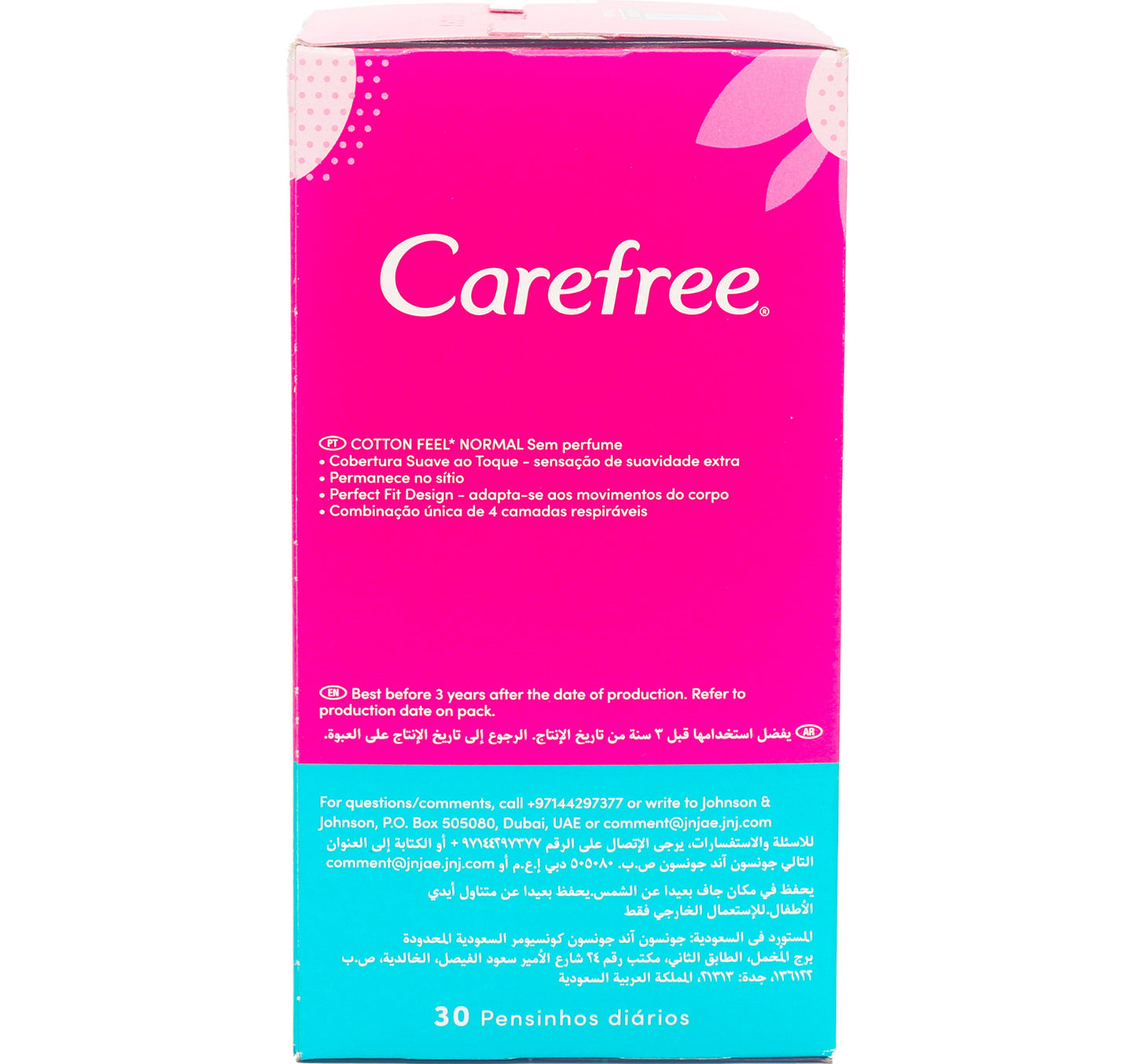 Carefree Cotton Feel Perfume Free Breathable Pantyliners 30pcs