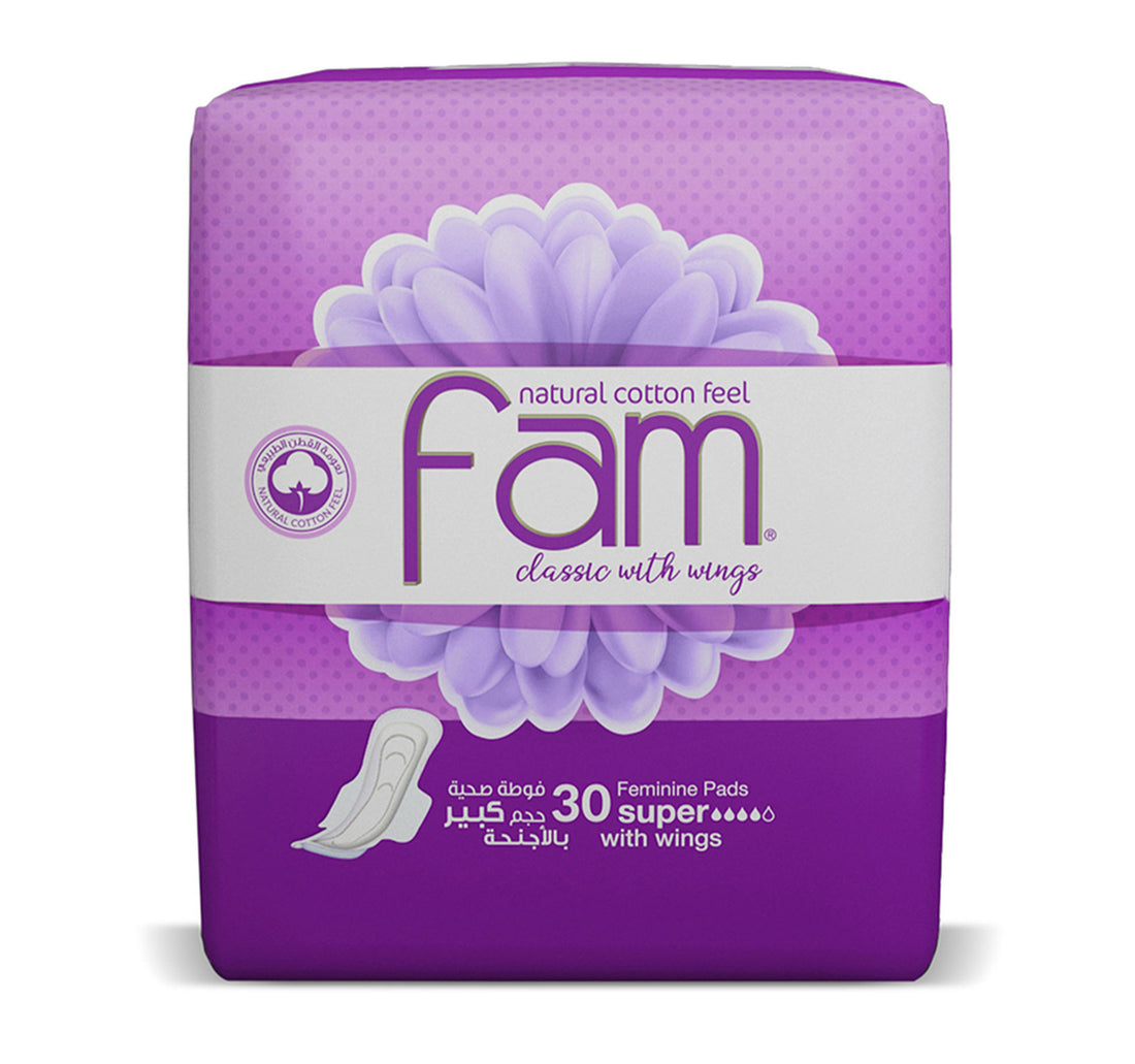 Fam Classic with wing Natural Cotton Feel Maxi Thick Super Sanitary 30pcs