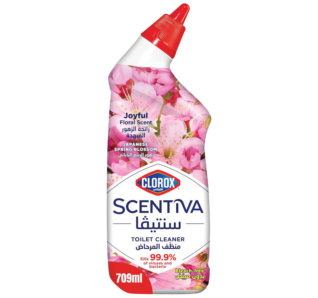 كلوركس سينتيفا منظف المرحاض برائحة أزهار الربيع اليابانية، خالي من المبيضات، 709 مل