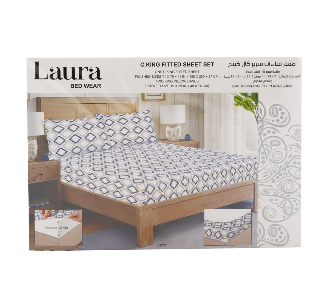 Laura Fitted Sheet 180 x 200cm Assorted Colors