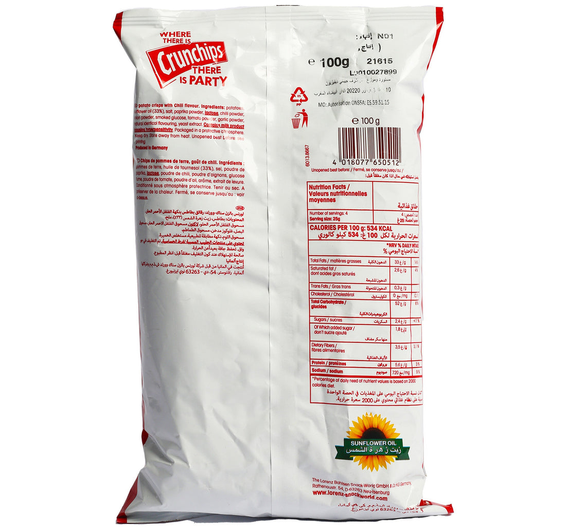 Lorenz Red Chili Flavoured Crunchips 100 g