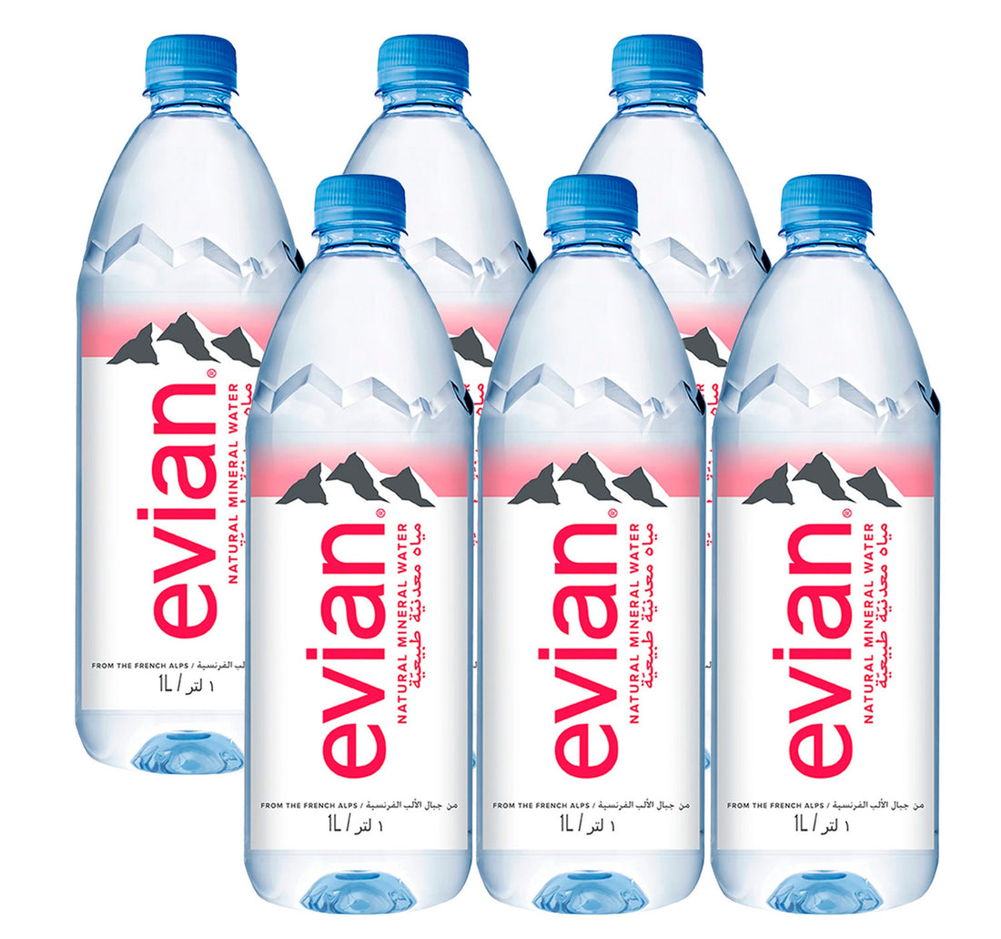 Evian Premium Natural Mineral Water Value Pack 6 x 1 Litre