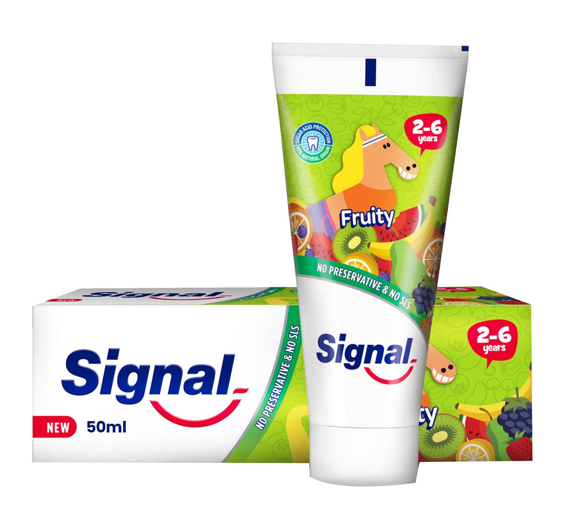 معجون أسنان سيجنال للأطفال بنكهة الفواكه من عمر سنتين إلى ست سنوات ٥٠ مل
