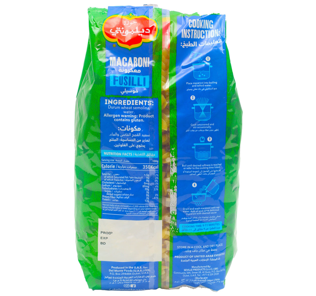 Del Monte Macaroni Fusilli Pasta 400 g