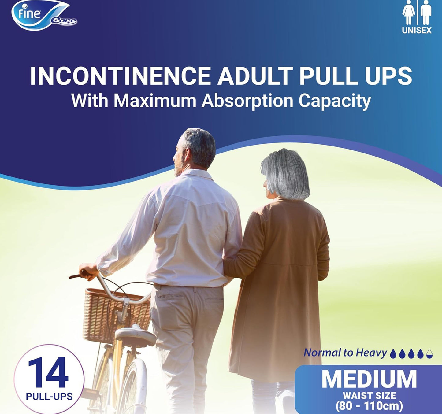 Fine Care Incontinence Adult Pull-Ups Pants Unisex Medium Waist Size 80 - 110 cm 14 pcs