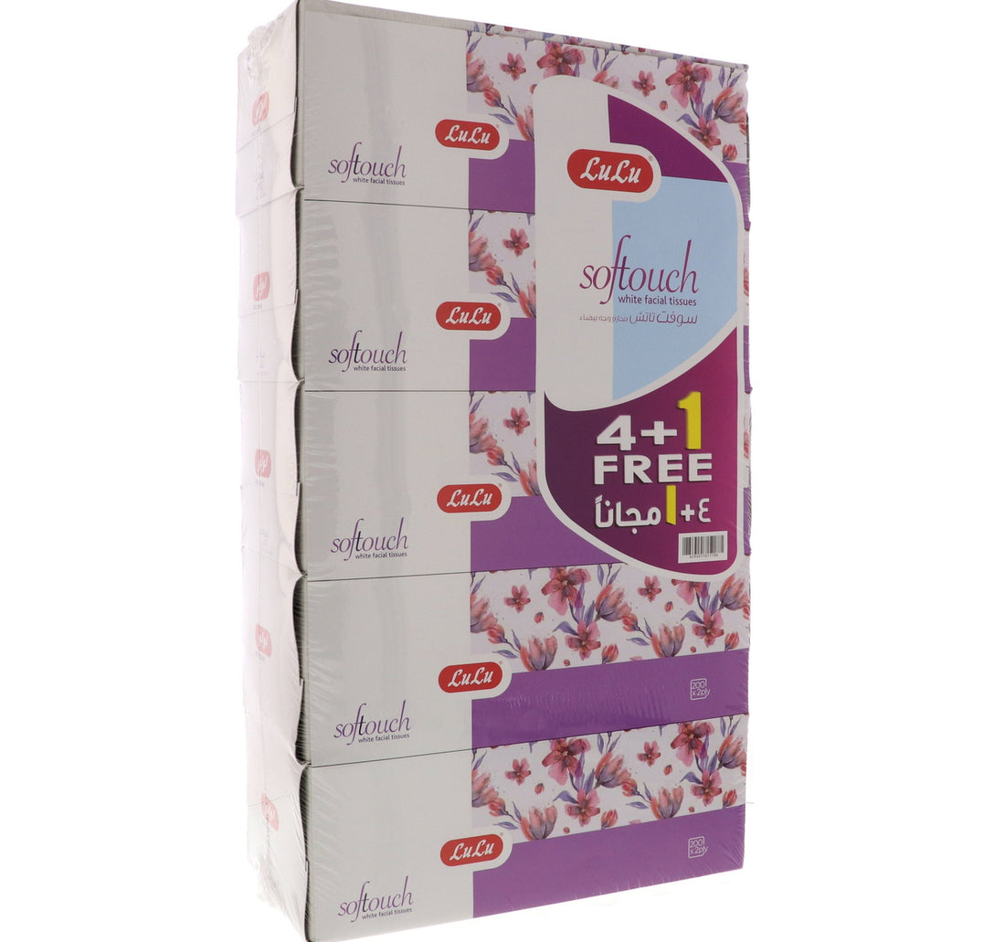 LuLu Softouch White Facial Tissue 2ply 5 x 200 Sheets