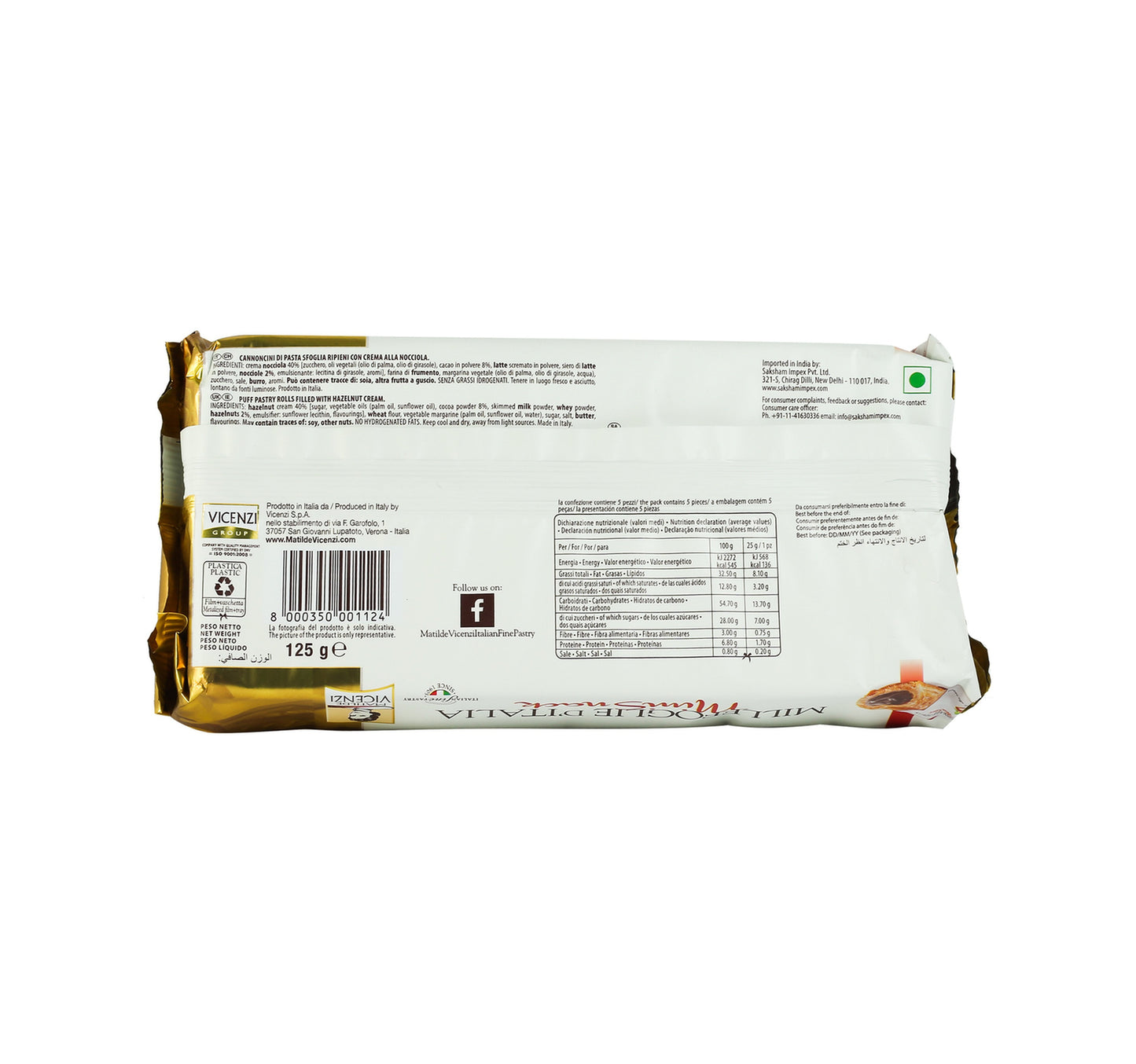 Vicenzi Puff Pastry Hazelnut 125 g