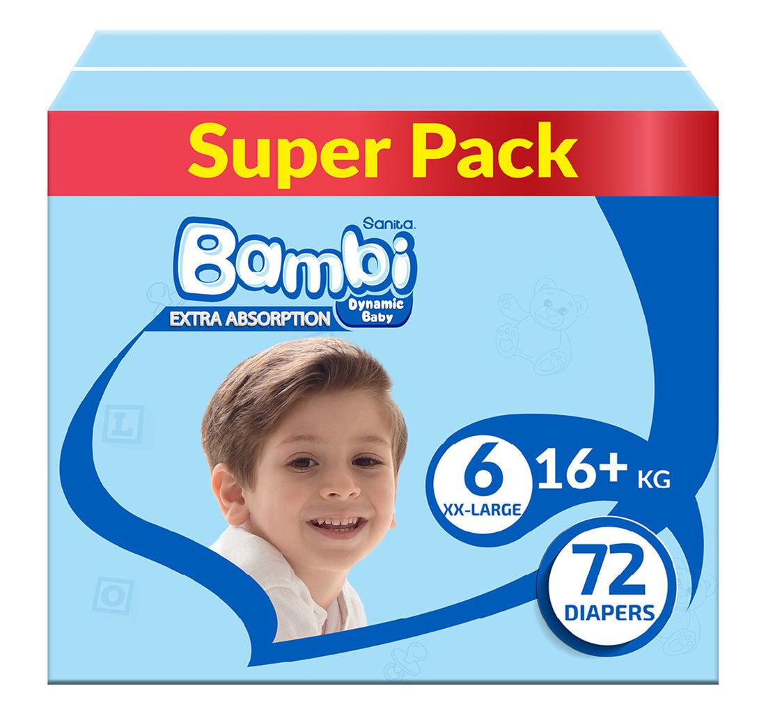 Sanita Bambi Baby Diaper Size 6 Extra Large 16+ kg 72 pcs