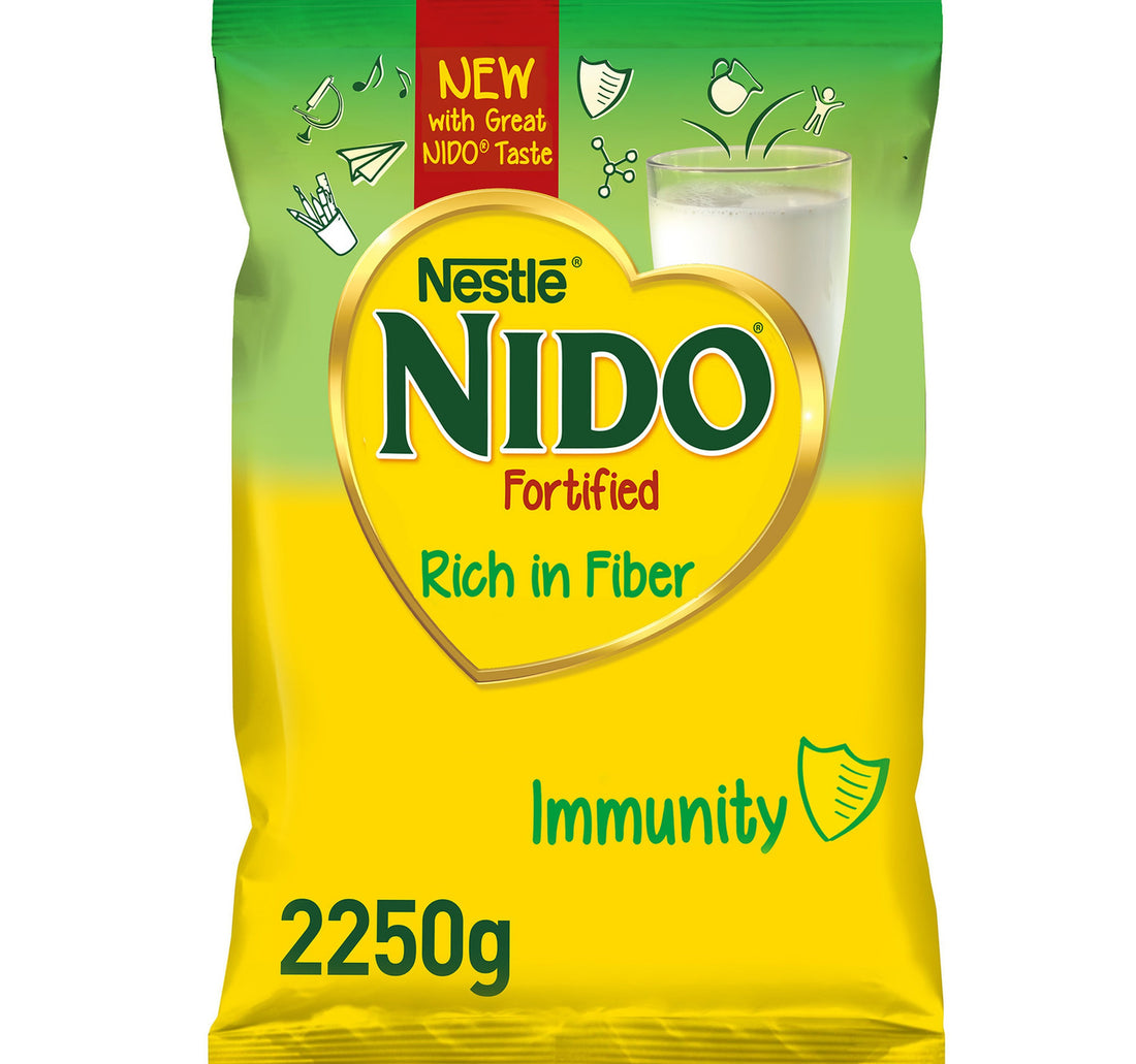 نستله نيدو حليب مجفف مدعم غني بالألياف كيس 2250 جرام
