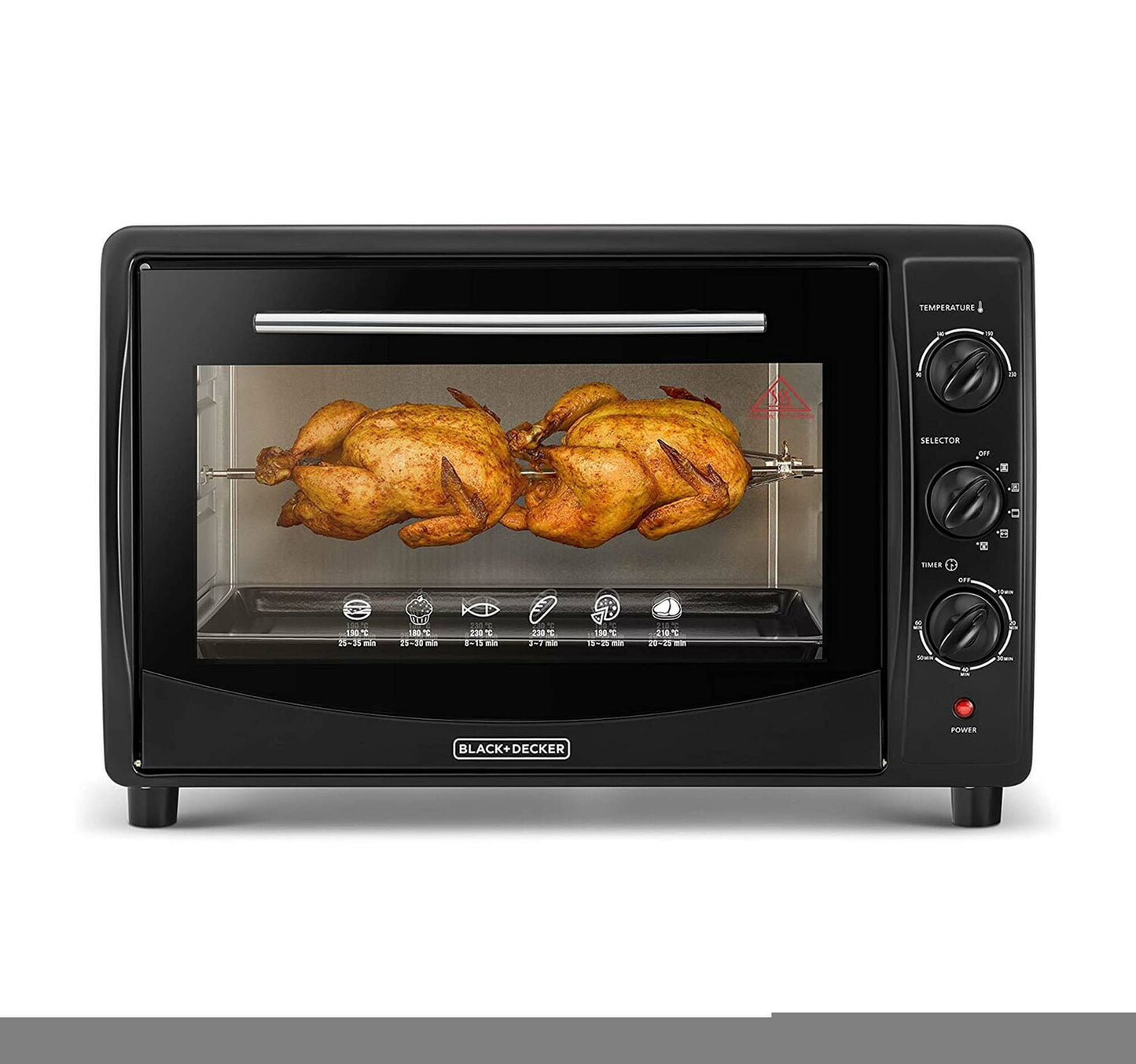 Black+Decker 45L Double Glass Multifunction Toaster Oven with Rotisserie, Black, TRO45RDGB5