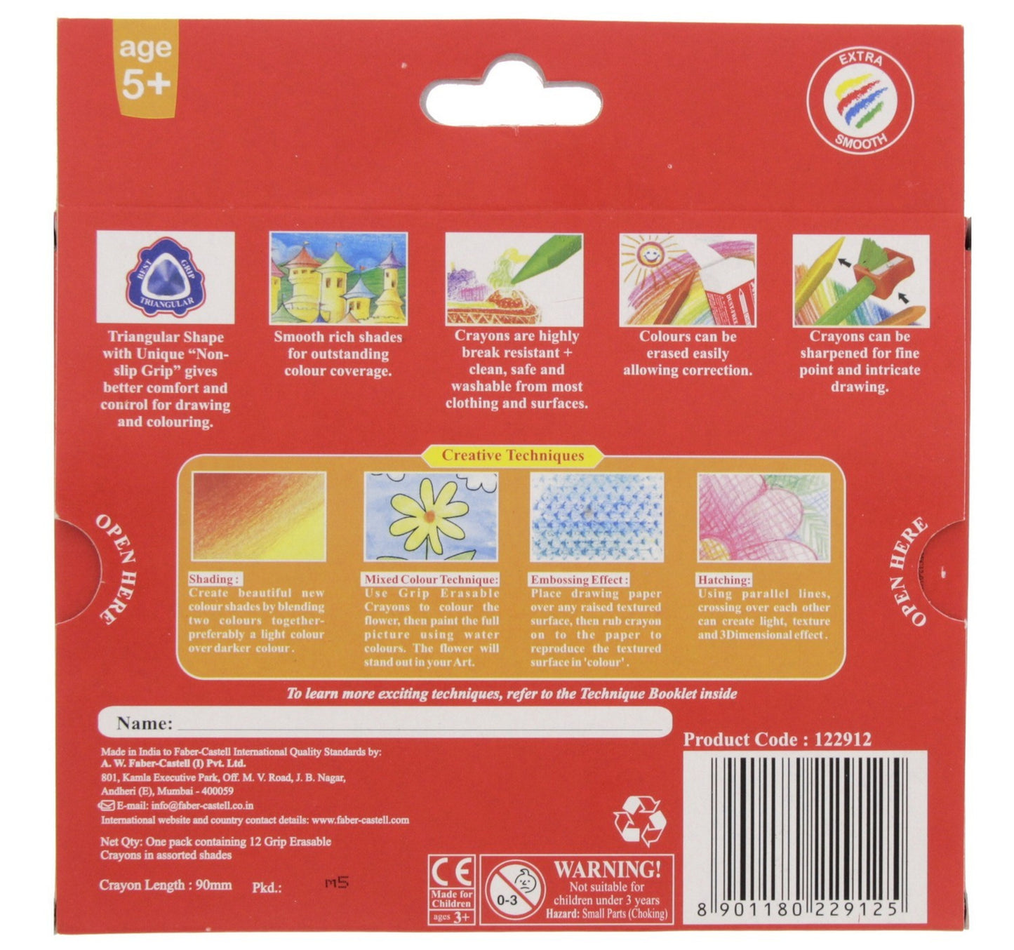 Faber-Castell Grip Erasable Crayons 12 Pieces