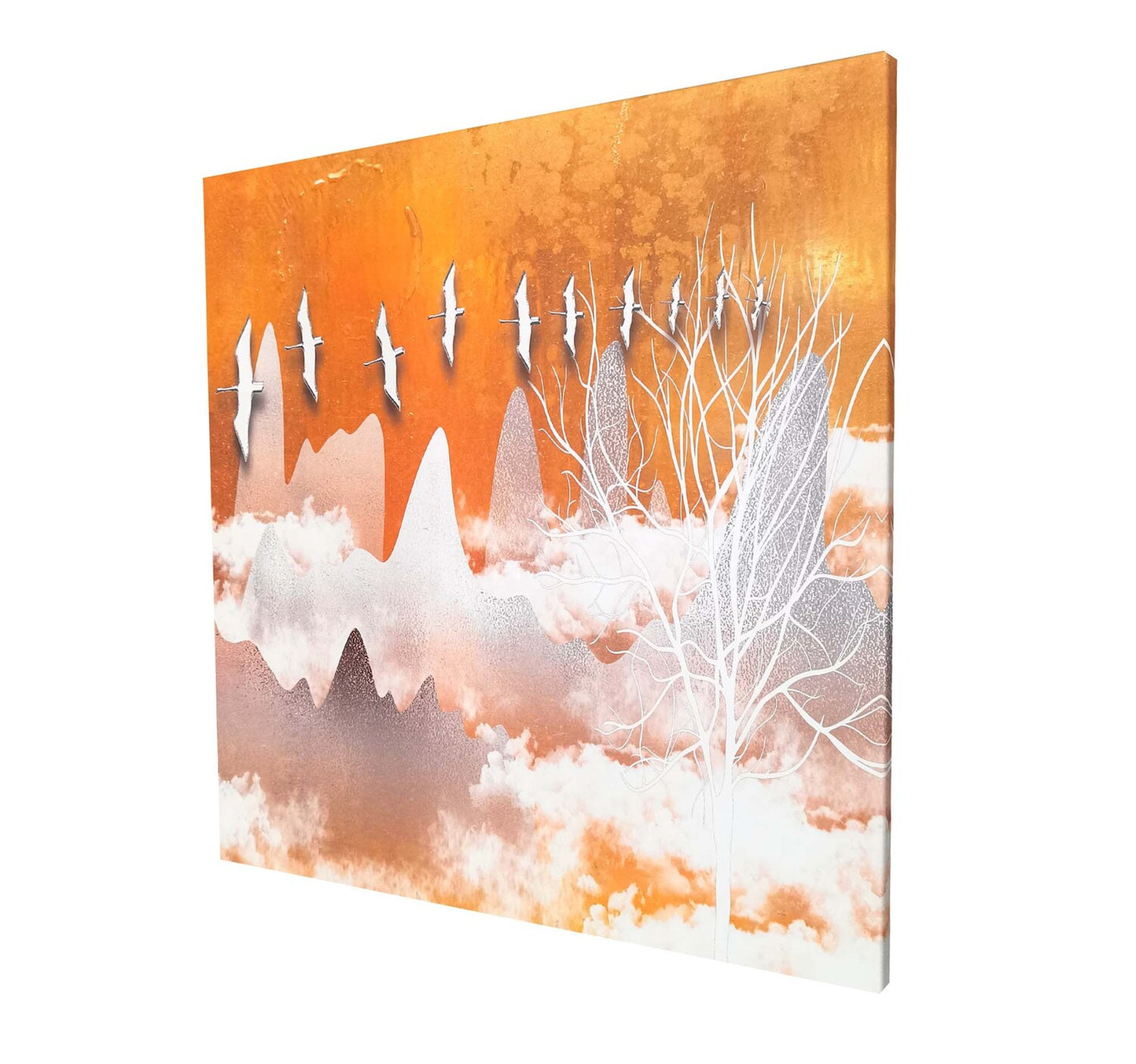 Maple Leaf Canvas Wall Picture With Wooden Frame 56x56cm