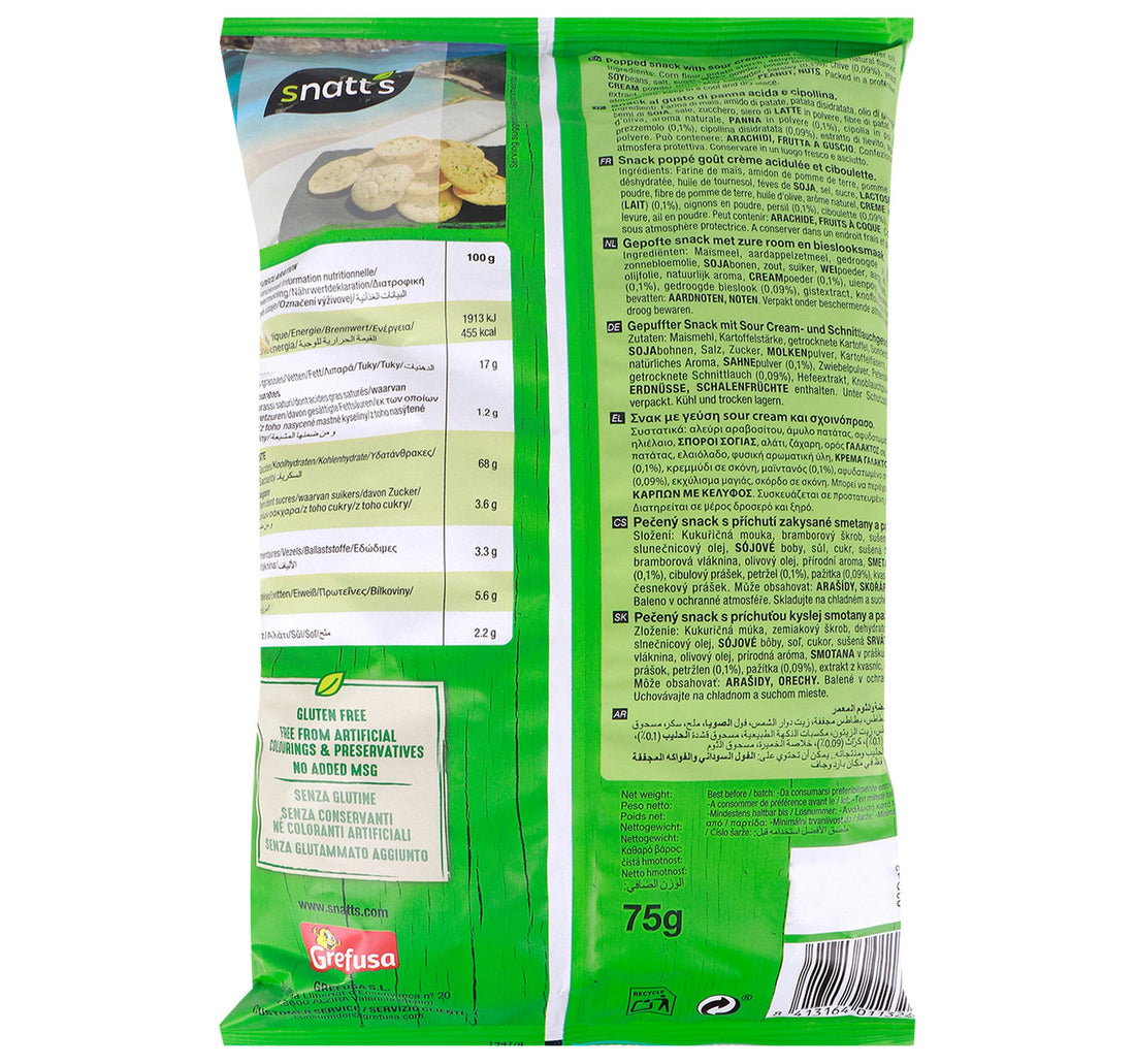 Snatt's Sour Cream & Chives Natu Chips 75 g