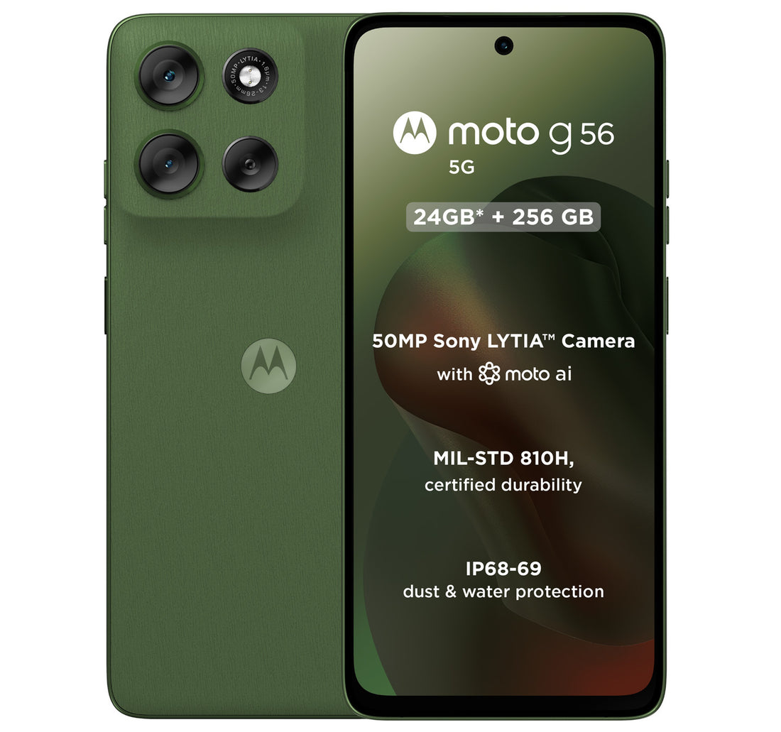 Motorola G56 5G Smartphone, 12 GB RAM, 256 GB Storage, Dill Green