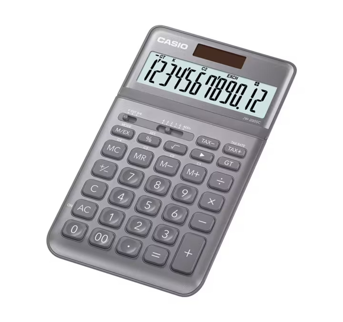 Casio Compact Desk Type 12 Digit Calculator, Grey, JW-200SC-GY