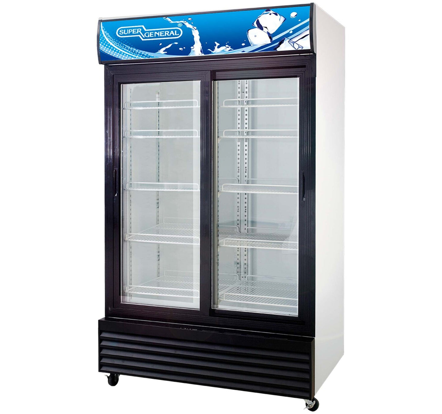 Super General Sliding Double Door Chiller, 1000L Gross Capacity, White/Black, SGSC1017 IS
