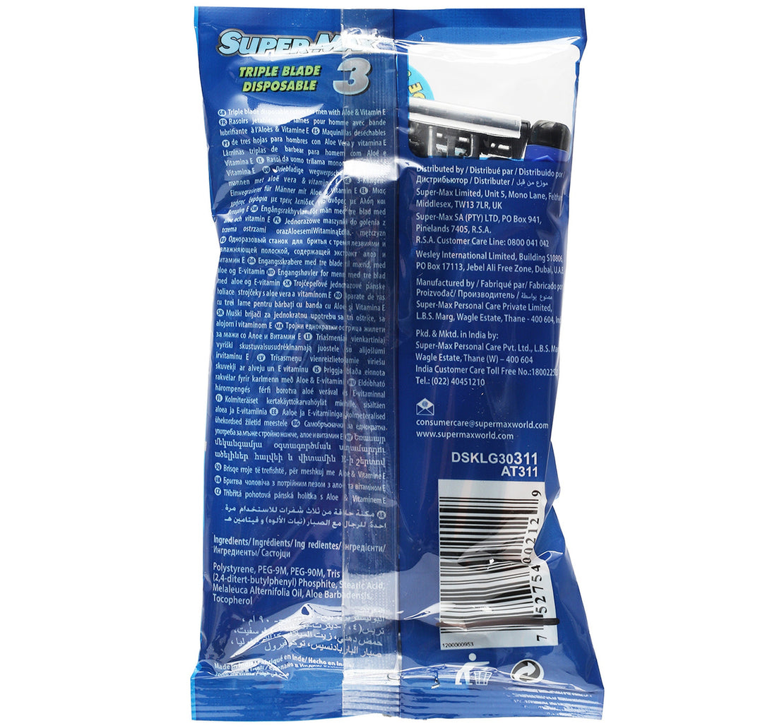 Super Max Disposable Razor Triple Blade Value Pack 2 x 5 pcs
