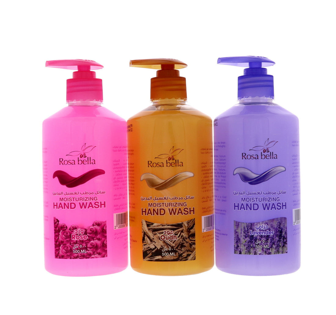 غسول اليدين المرطب روزا بيلا، عبوة متنوعة، 3 × 500 مل