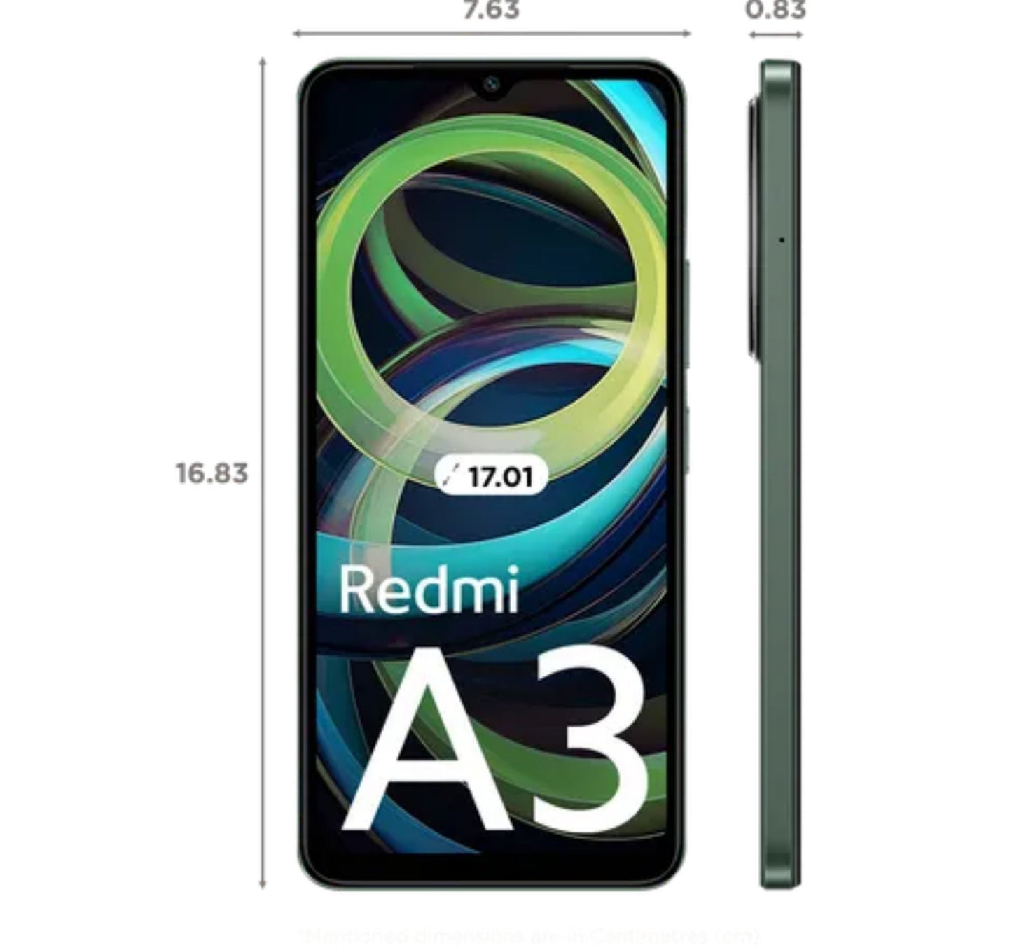 Xiaomi Redmi A3 4G Smartphone, 3 GB RAM, 64 GB Storage, Forest Green