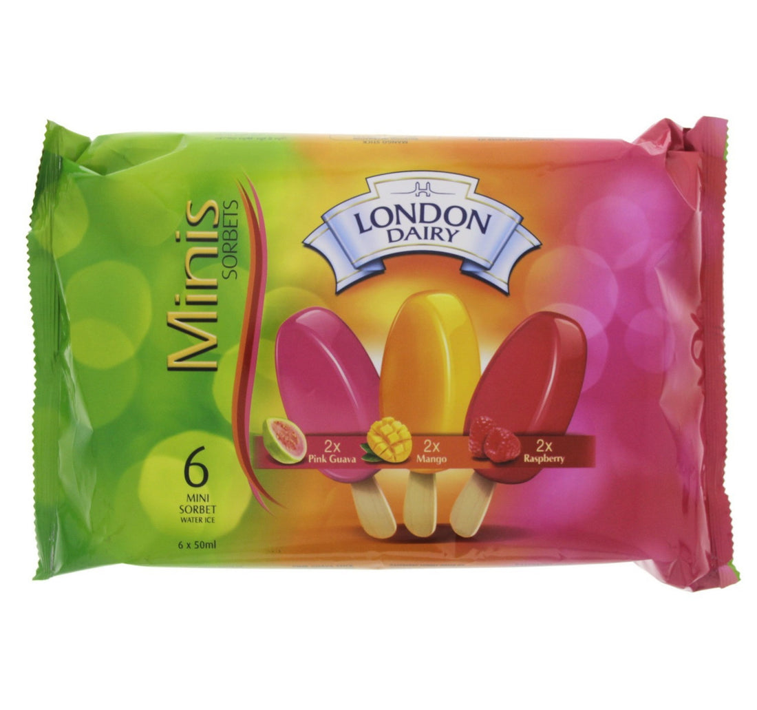 London Dairy Mini Sorbets (Mango+Raspberry+Pink Guava) 6 x 50 ml