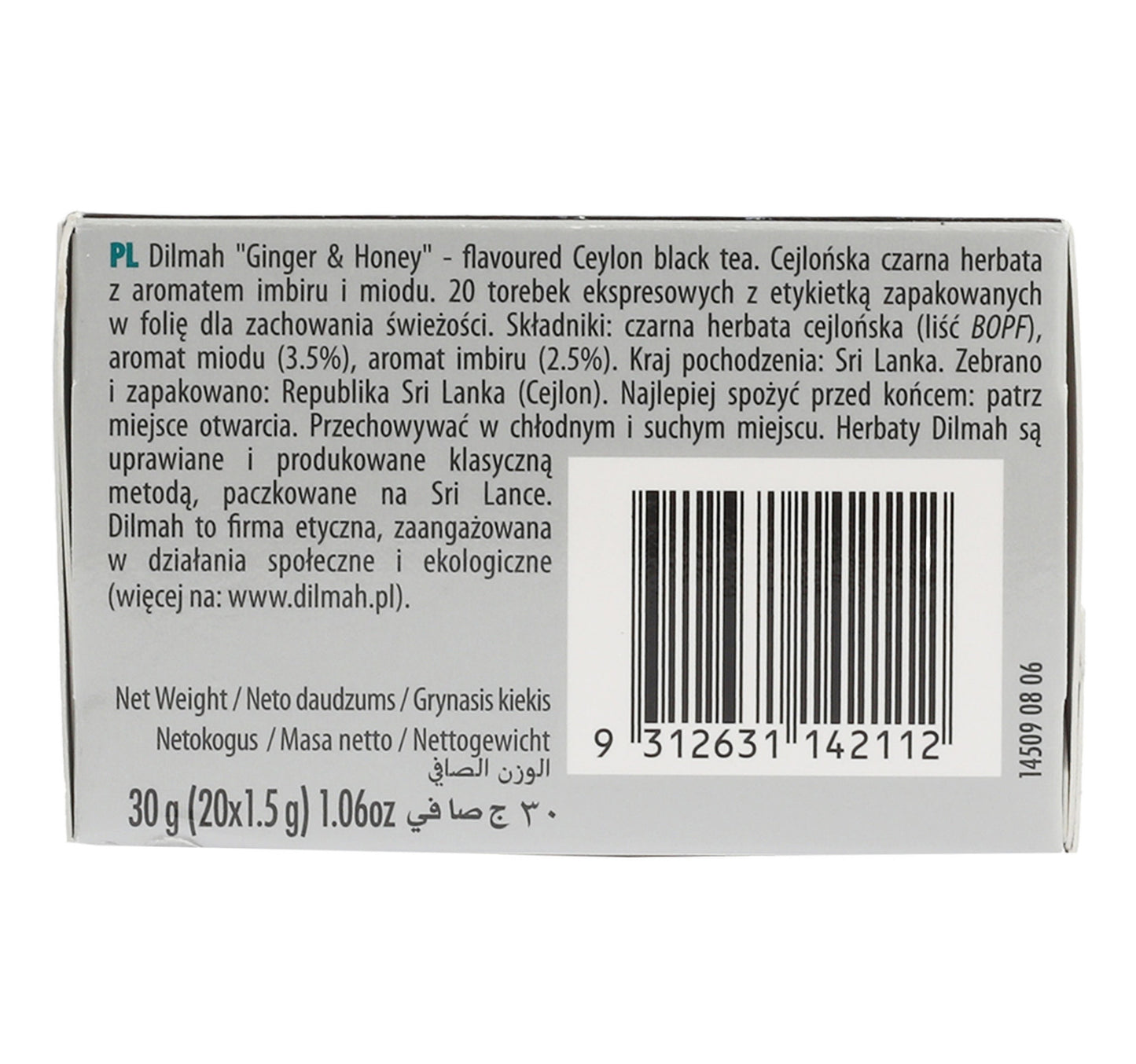 Dilmah Ginger & Honey Black Tea Value Pack 2 x 20 Teabags