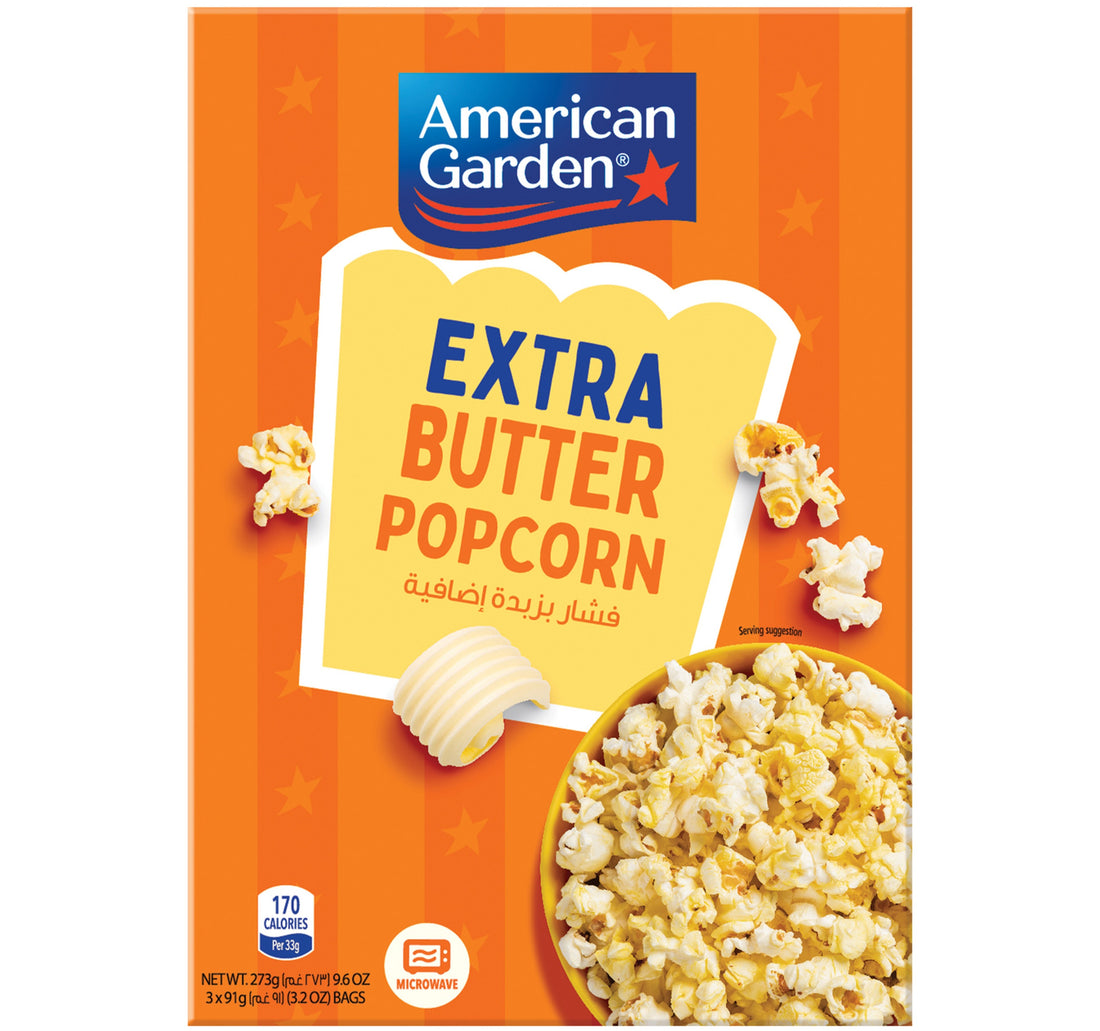 American Garden Gluten Free Microwave Extra Butter Popcorn 273 g