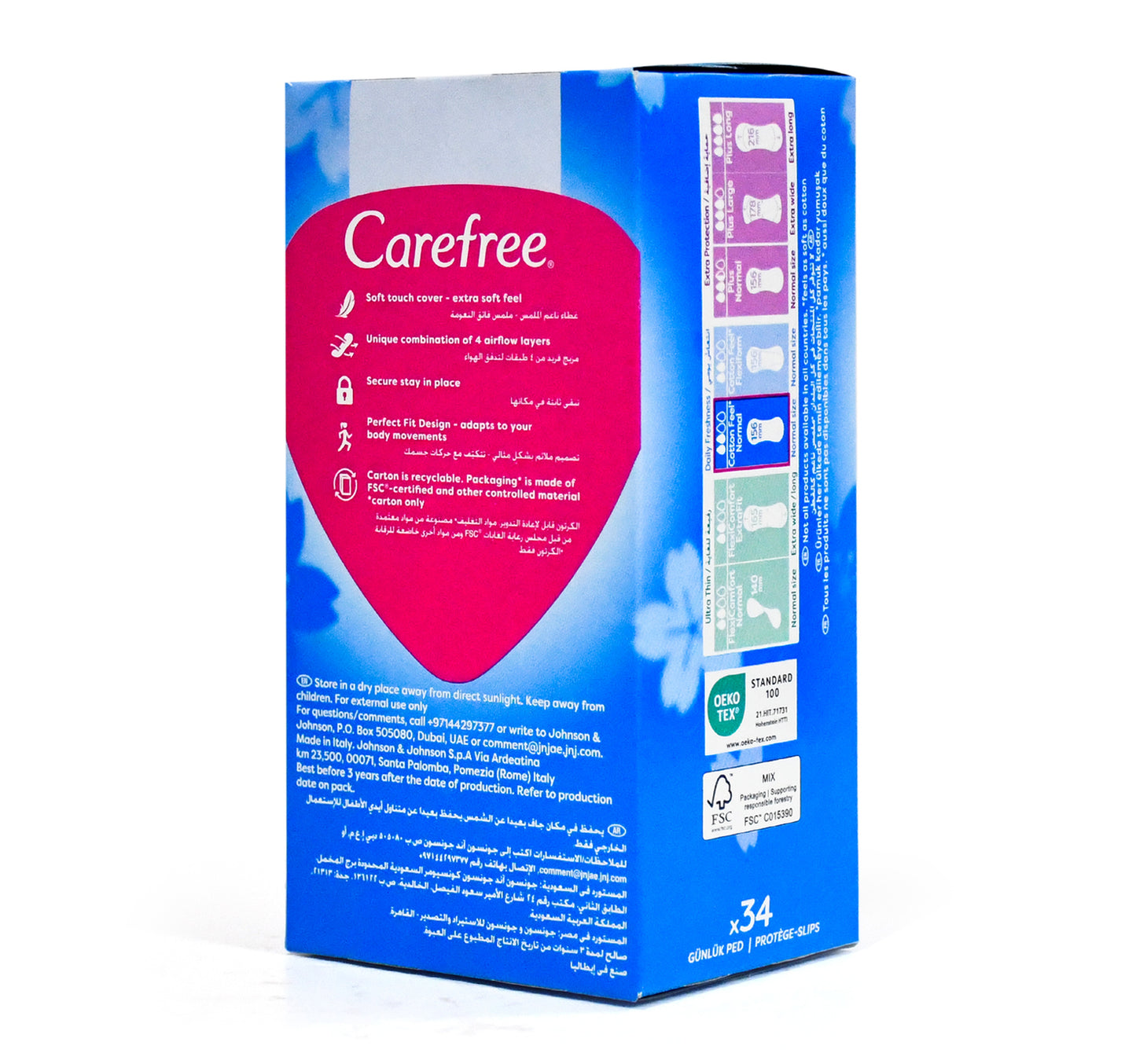 Carefree Cotton Feel Unscented Panty Liners 34 pcs