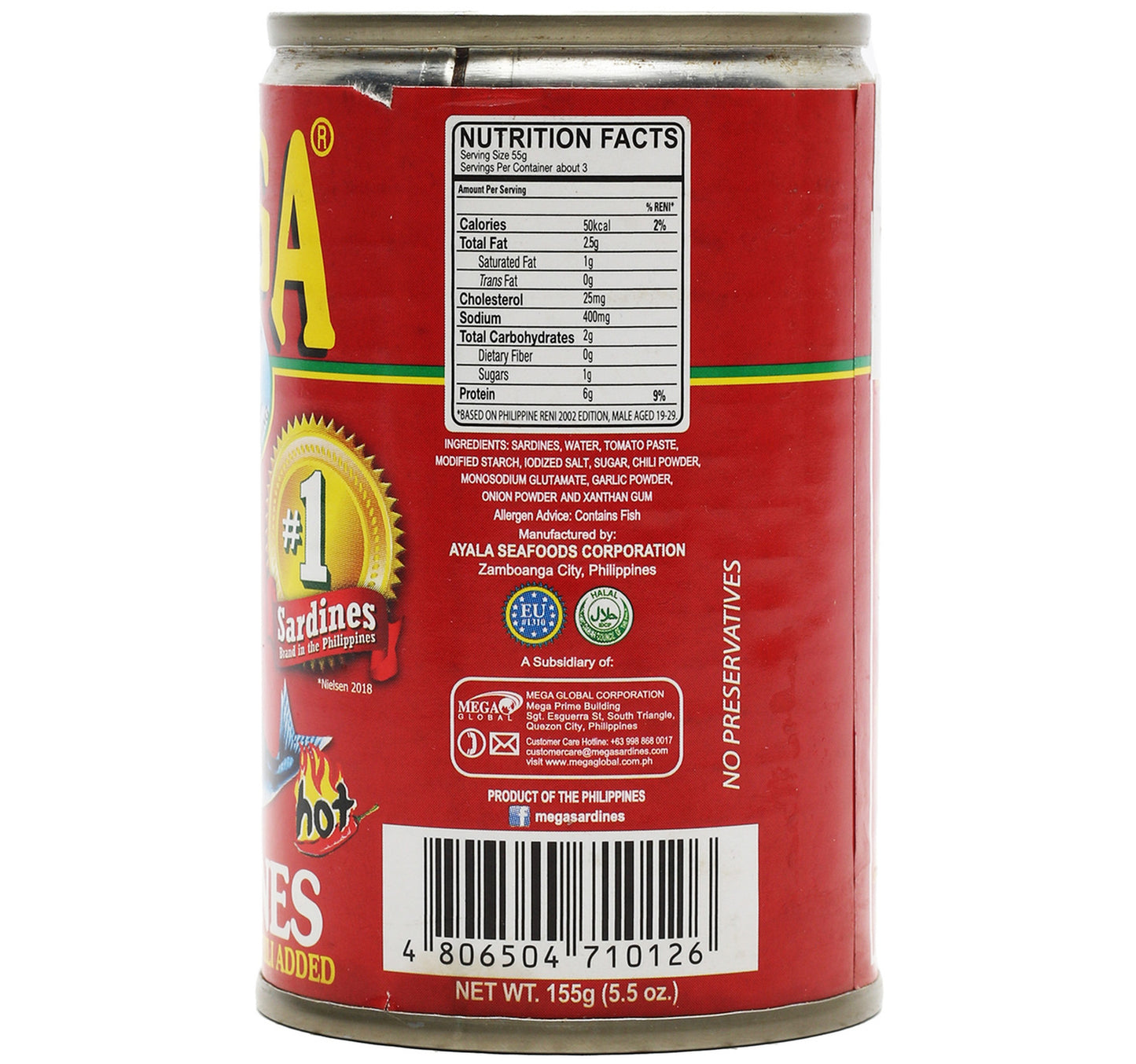 Mega Sardines In Tomato Sauce Chili 155 g
