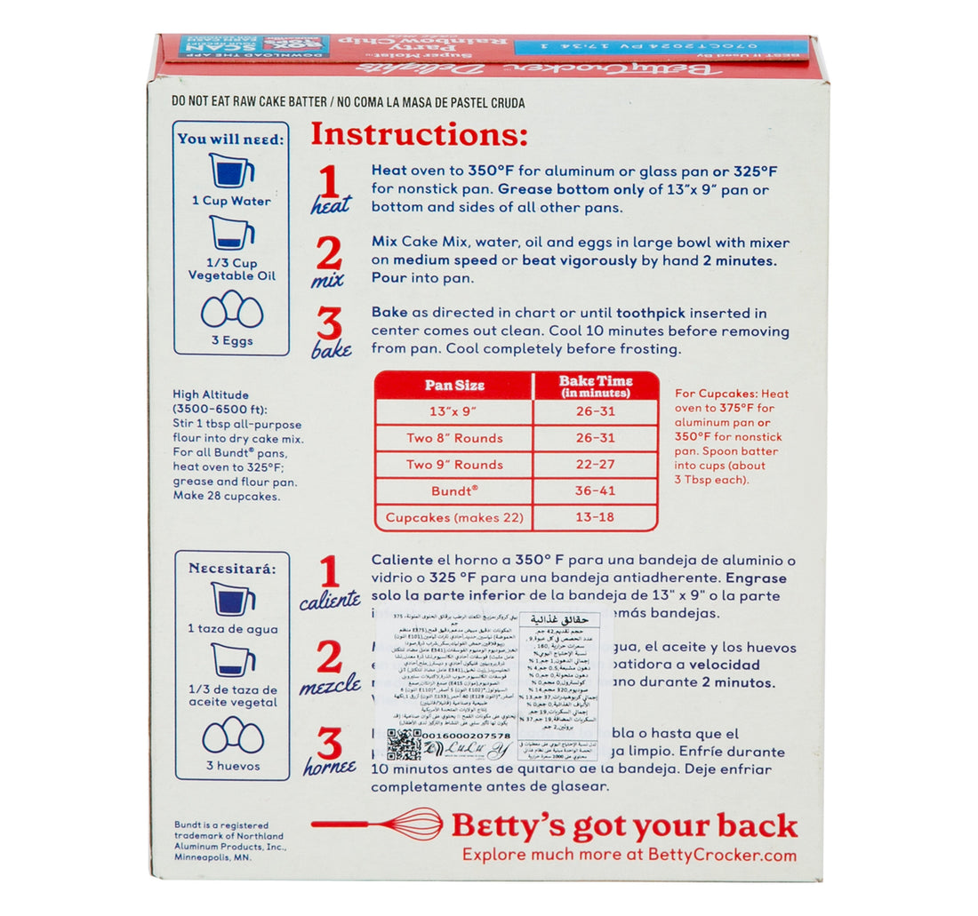 Betty Crocker Delights Super Moist Party Rainbow Chip Cake Mix 375 g