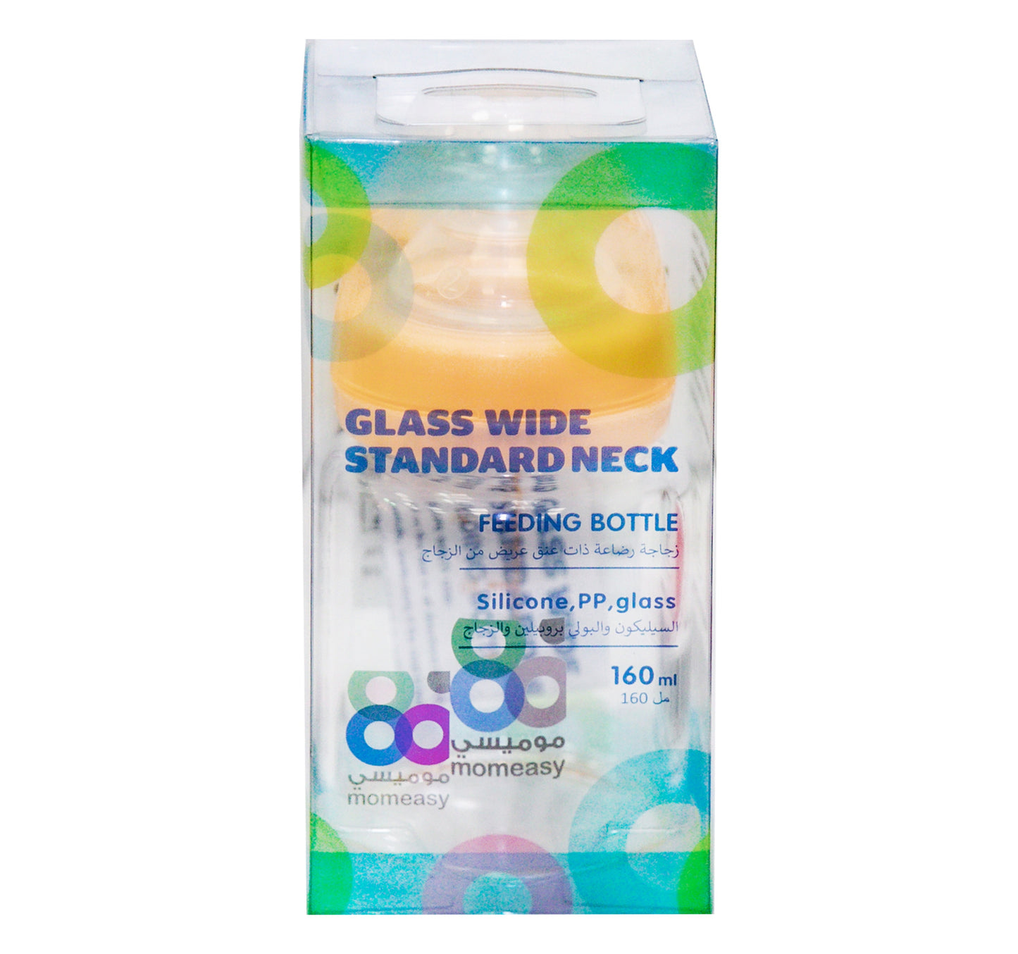 Momeasy Glass Wide Standard Neck Feeding Bottle 160 ml