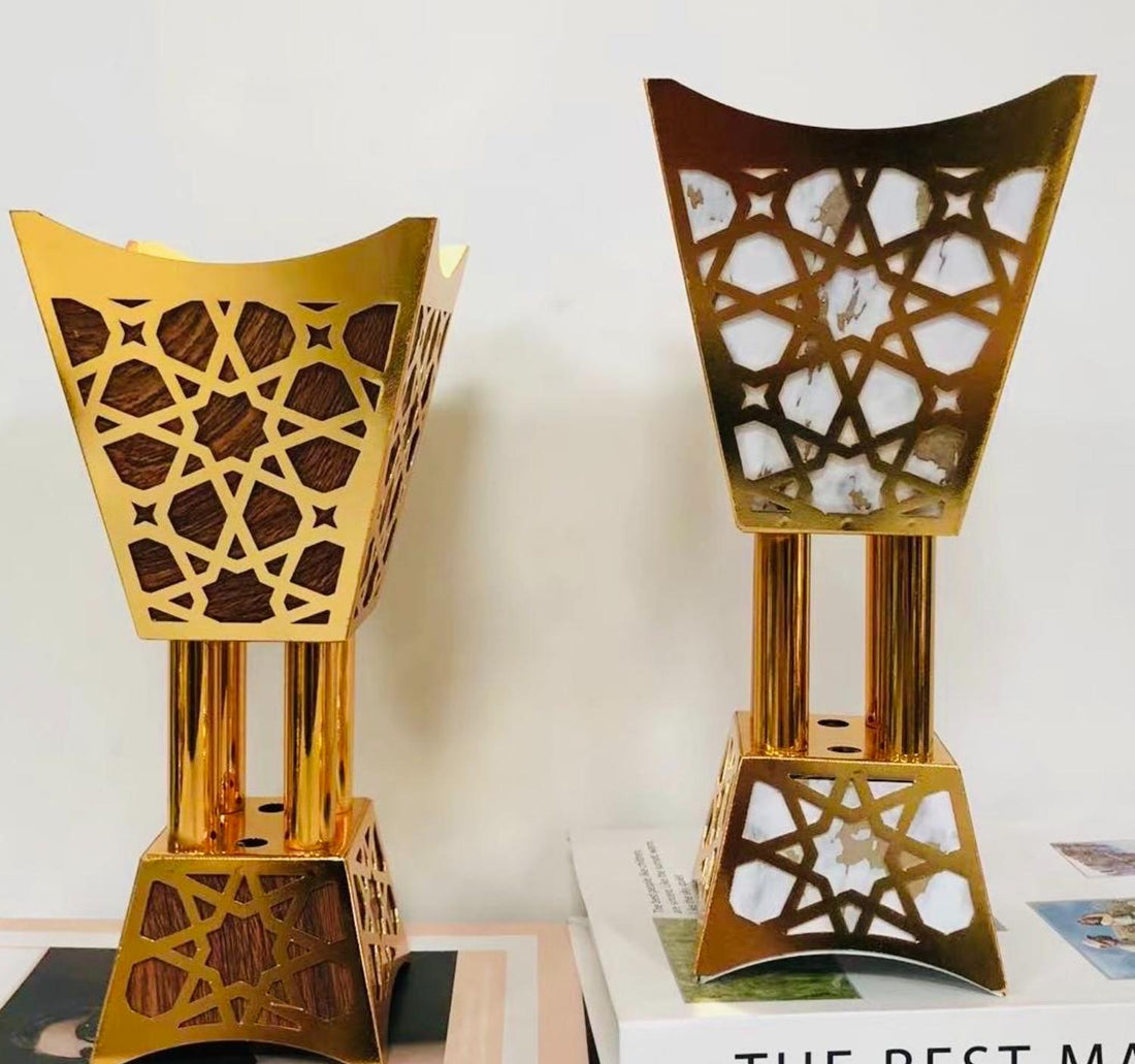 Maple Leaf Metal Incense Charcoal Burner 13x27cm Gold