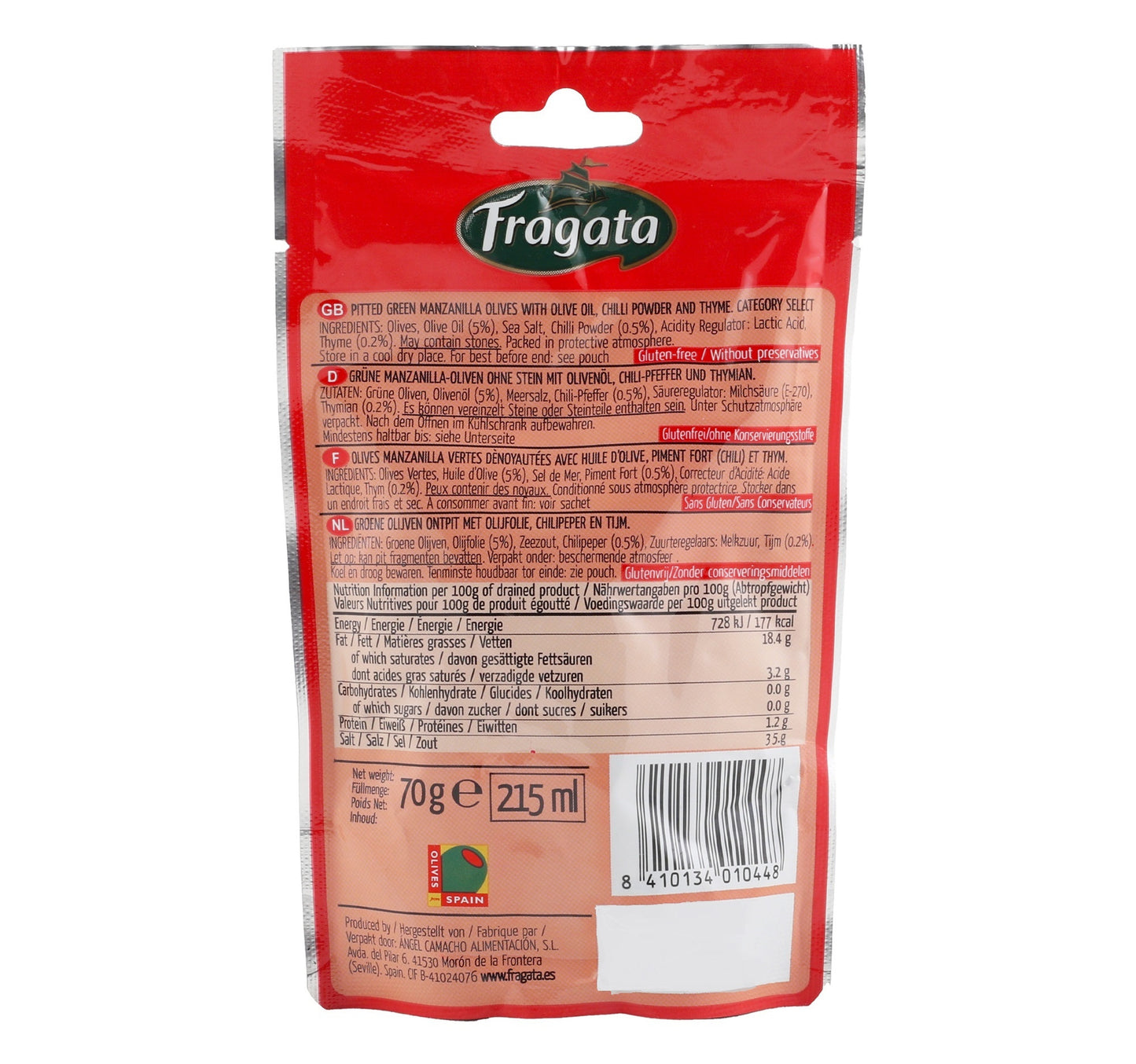 Fragata Snack Olive Seasoned With Hot Chilli 70 g