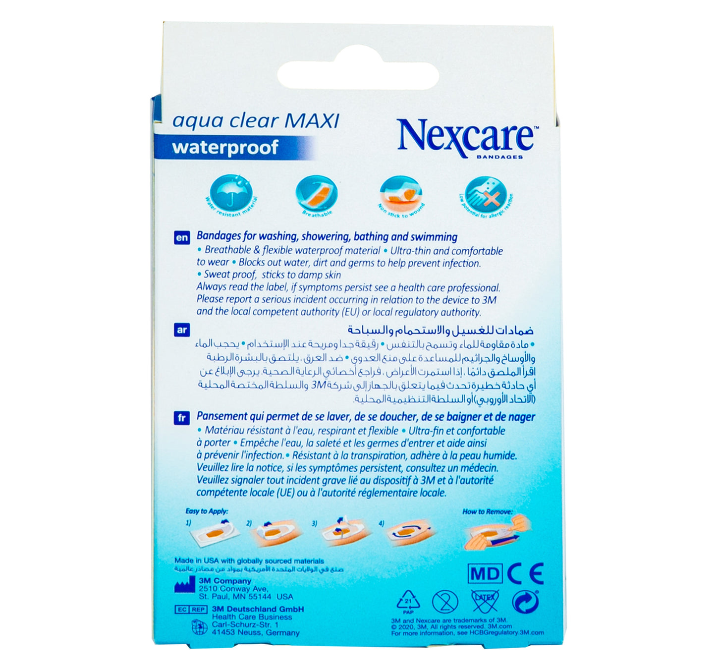 Nexcare 3M Aqua Clear Maxi Waterproof Bandage 10 pcs