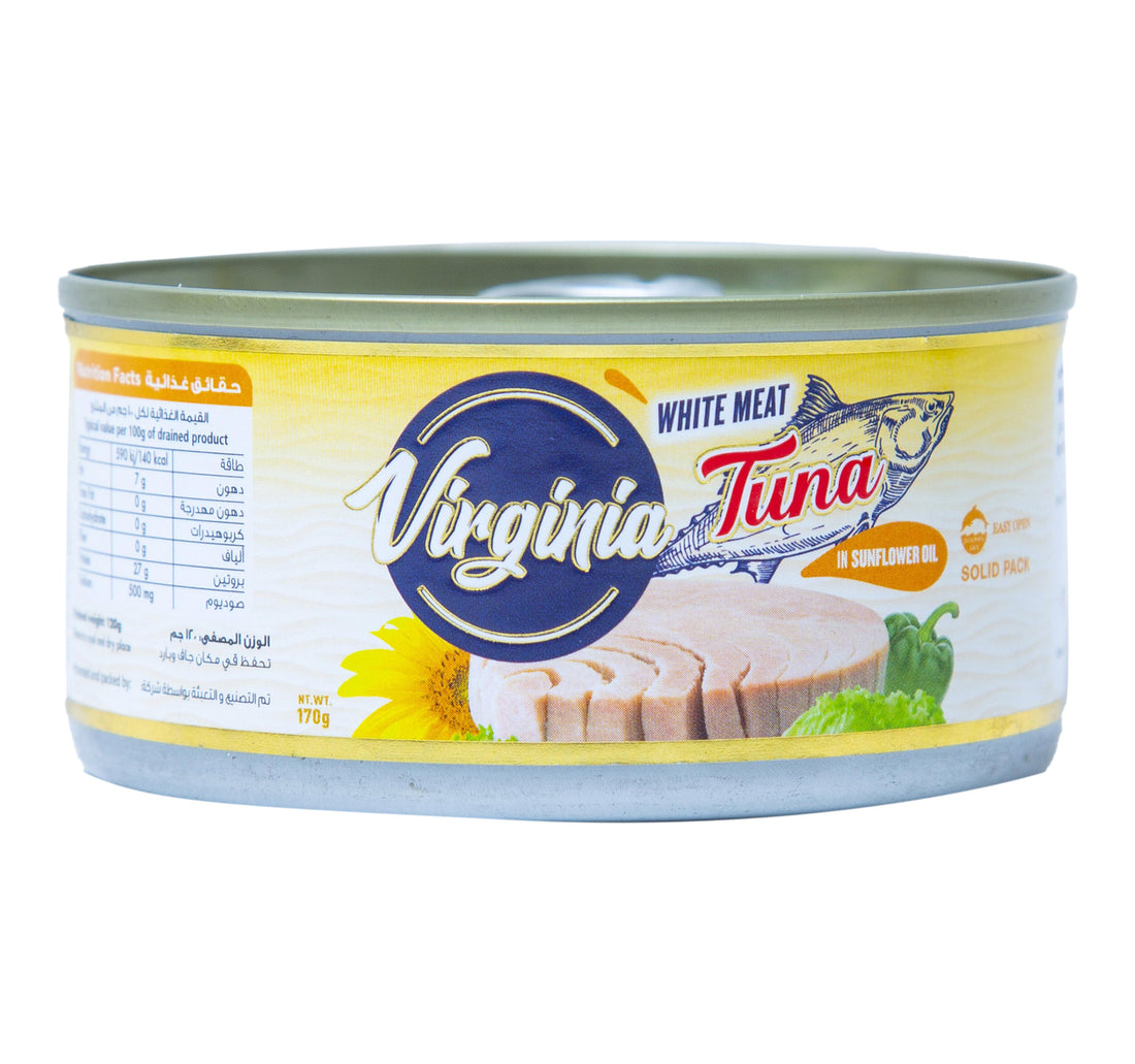 لحم تونة أبيض فرجينيا في زيت دوار الشمس 170 جم