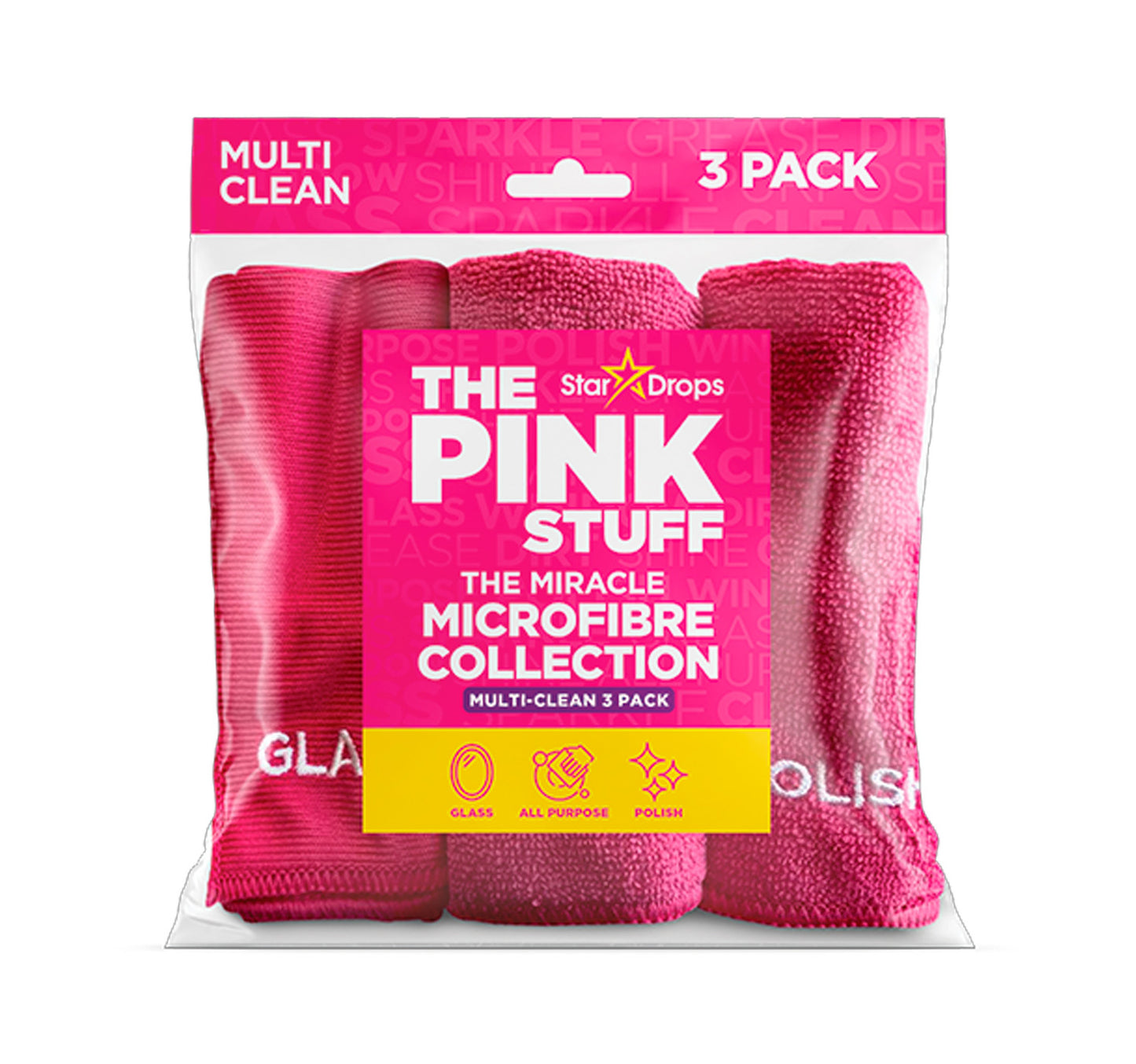 Star Drops Pink Stuff Miracle Microfibre Cloth 3 pcs
