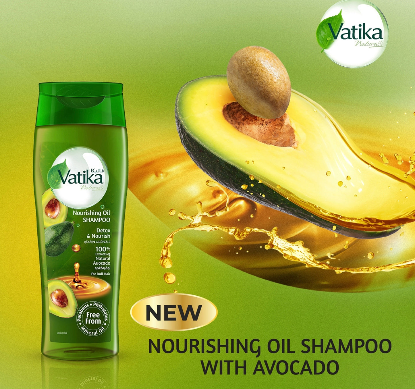 Vatika Naturals Nourishing Oil Shampoo Revitalized & Nourish Enriched with Avocado 425 ml