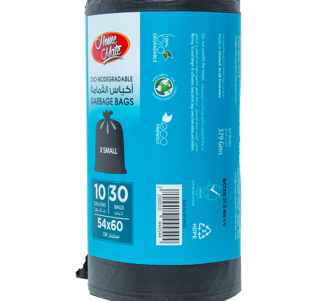 Home Mate Garbage Bags Oxo-Biodegradable 10 Gallons Size X-Small 54 x 60cm 30pcs
